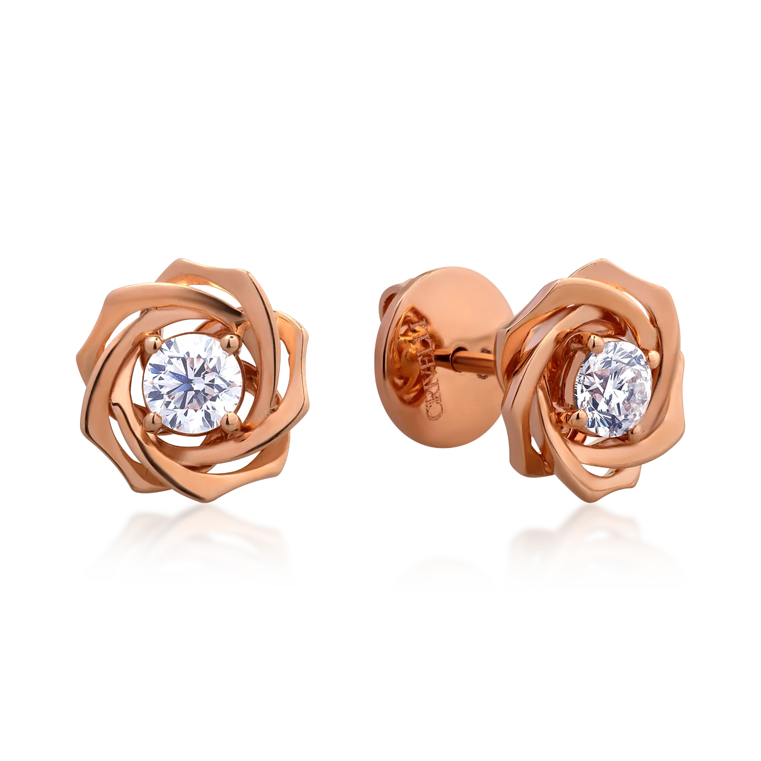 Cercei din aur roz cu diamante de 0.6ct