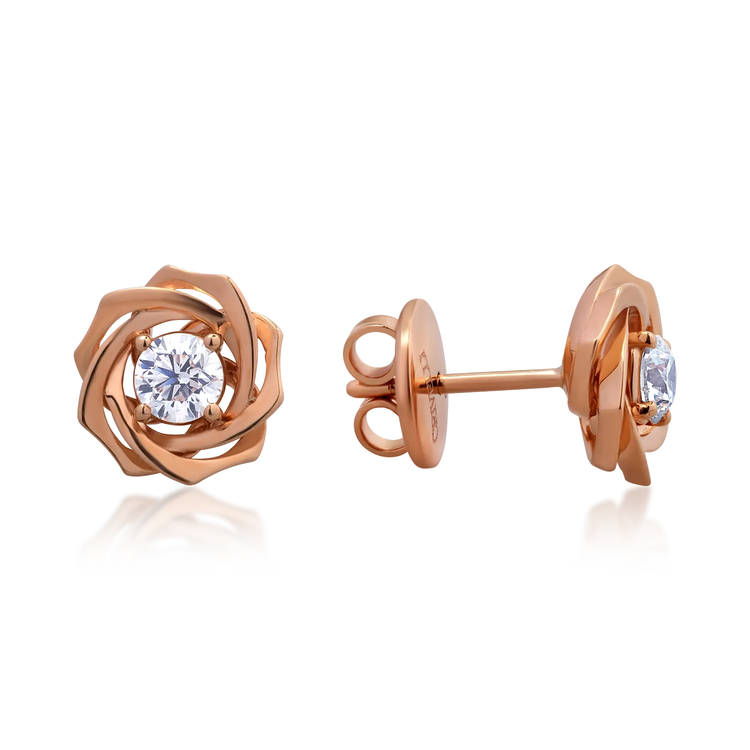 Cercei din aur roz cu diamante de 0.6ct