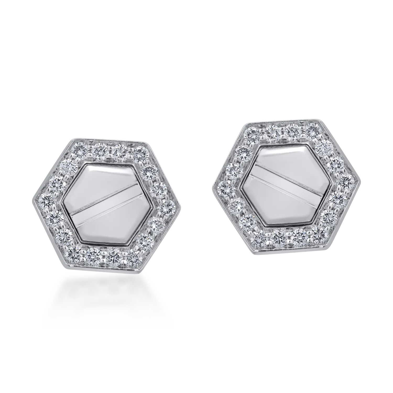 Cercei din aur alb cu diamante de 0.3ct