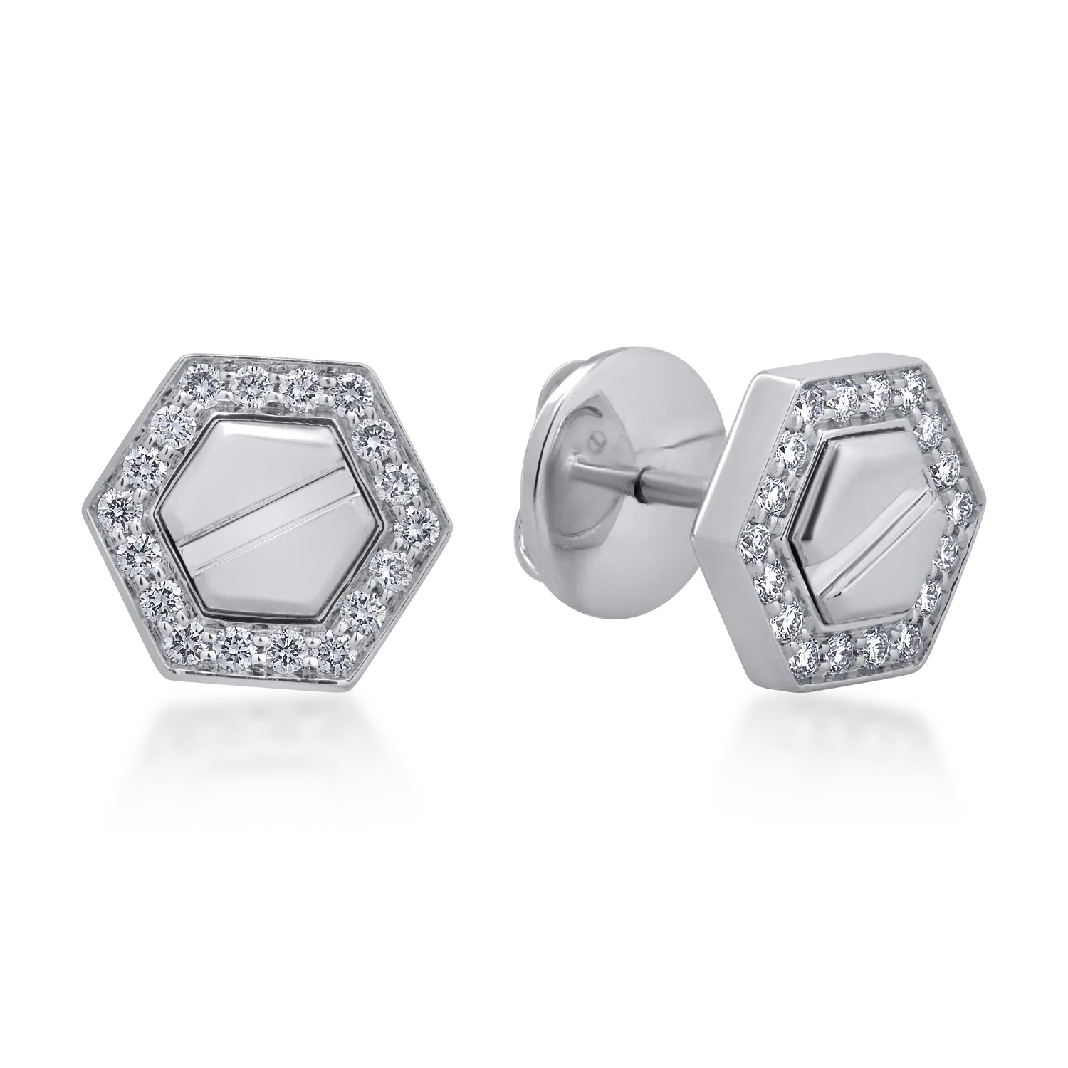 Cercei din aur alb cu diamante de 0.3ct