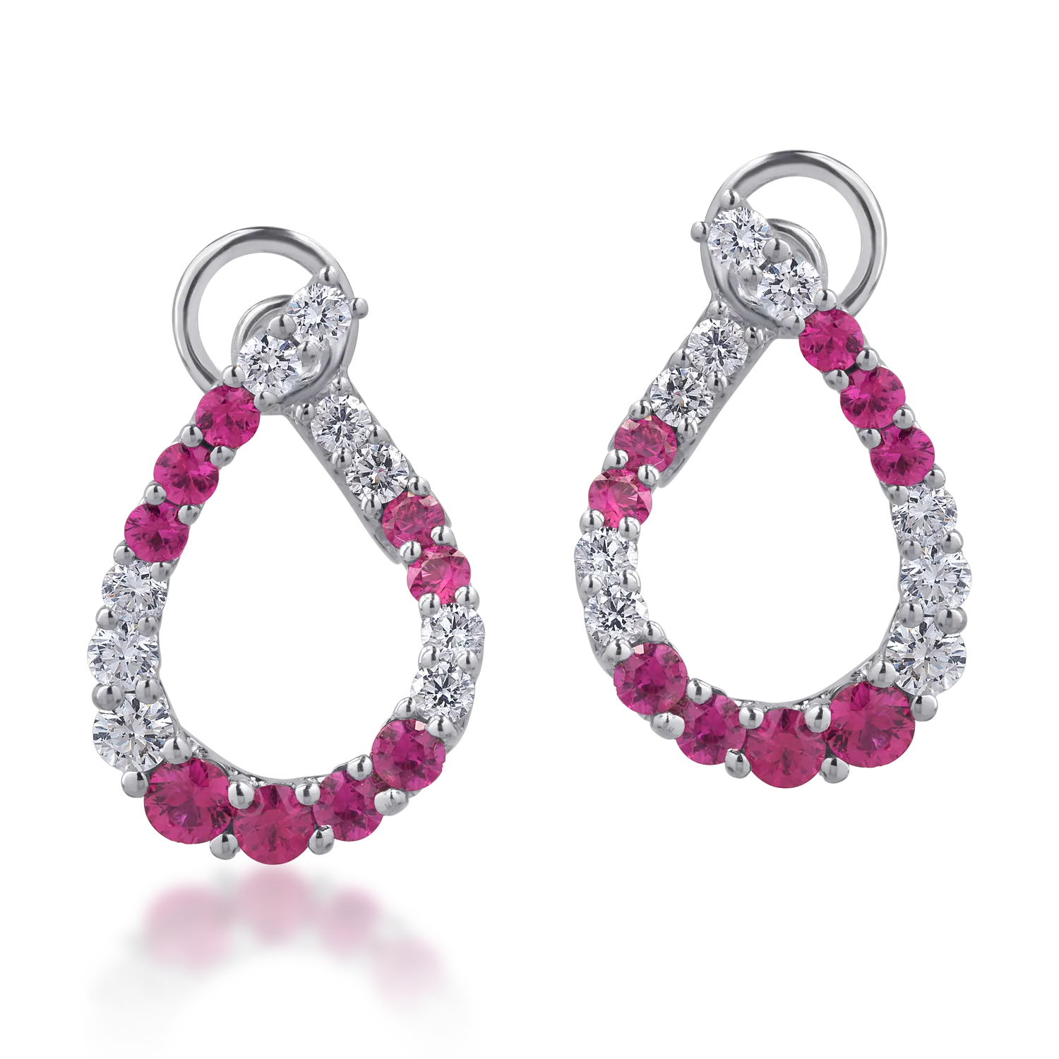 18K white gold earrings with 1.55ct rubies and 1.09ct diamonds