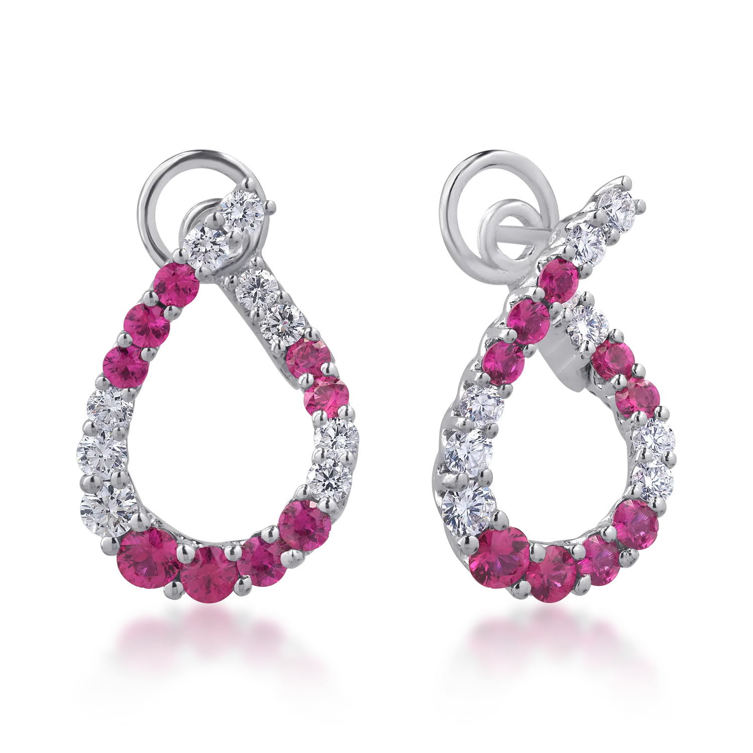 18K white gold earrings with 1.55ct rubies and 1.09ct diamonds