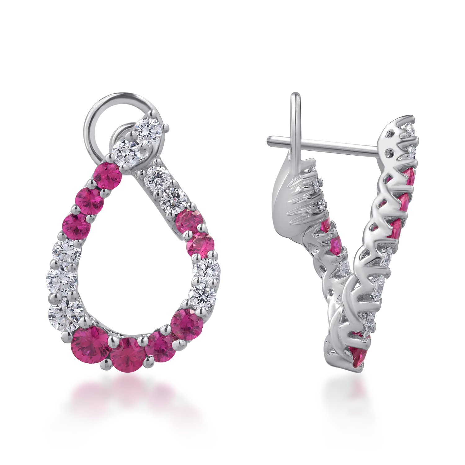 18K white gold earrings with 1.55ct rubies and 1.09ct diamonds