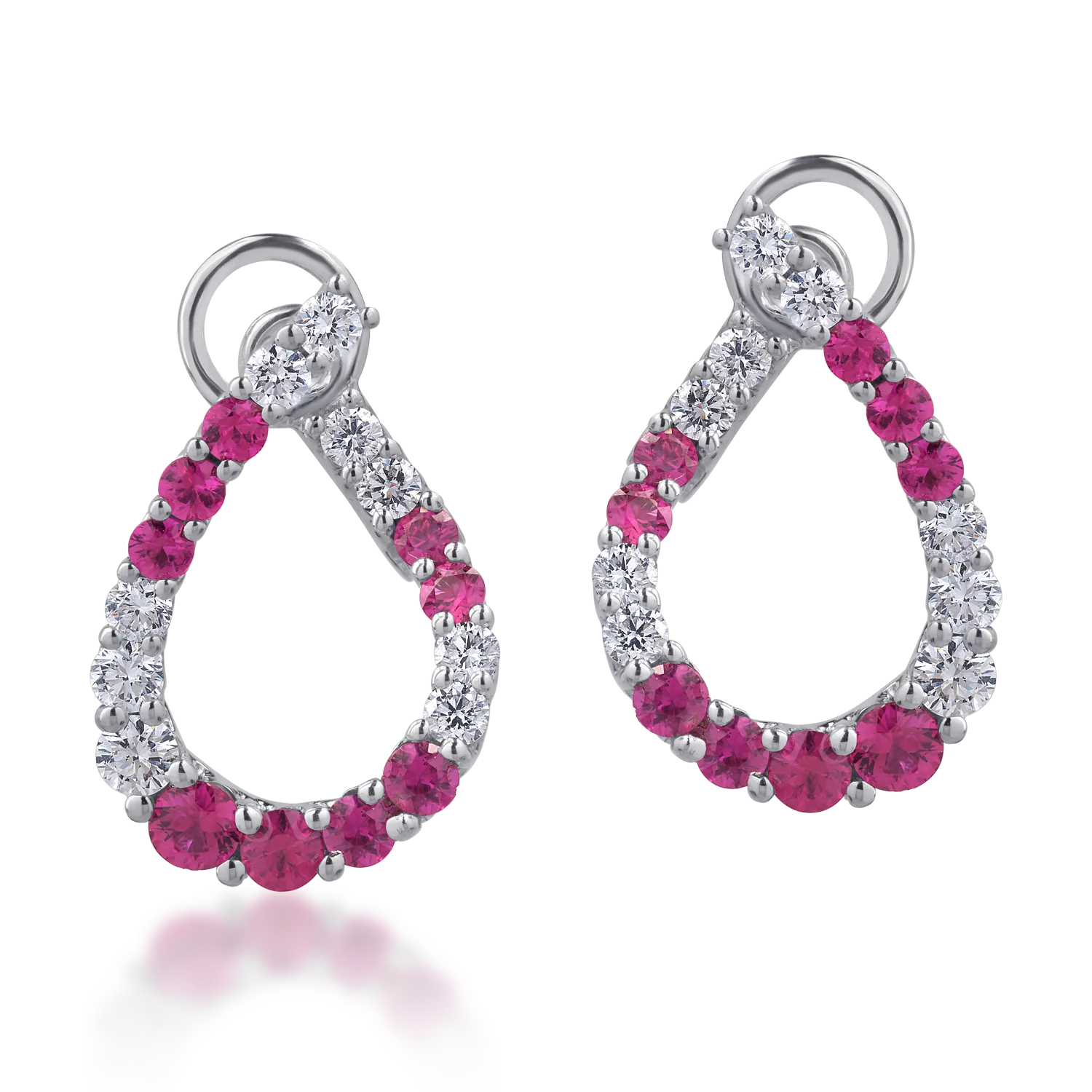 Cercei din aur alb cu rubine de 1.55ct si diamante de 1.09ct