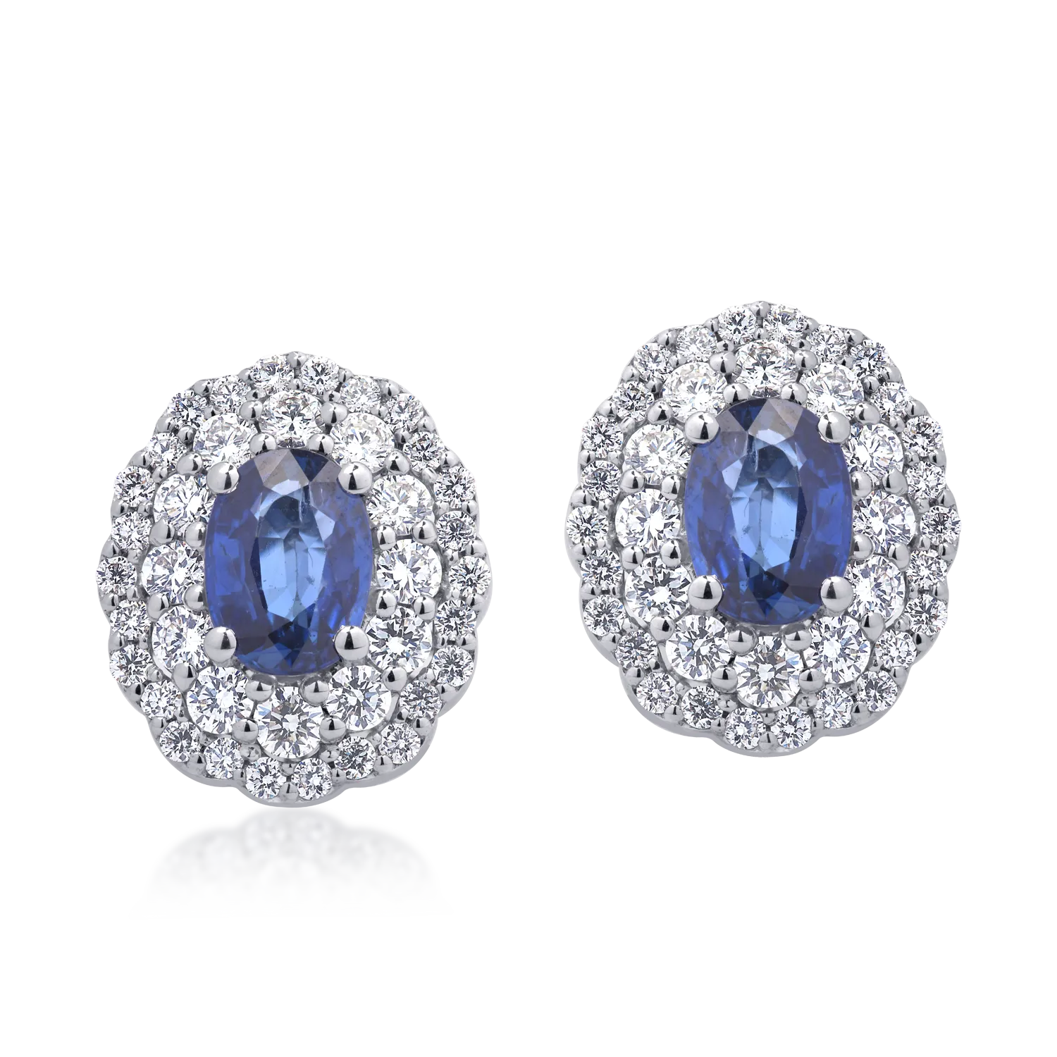 18K white gold earrings with 2.02ct sapphires and 1.13ct diamonds