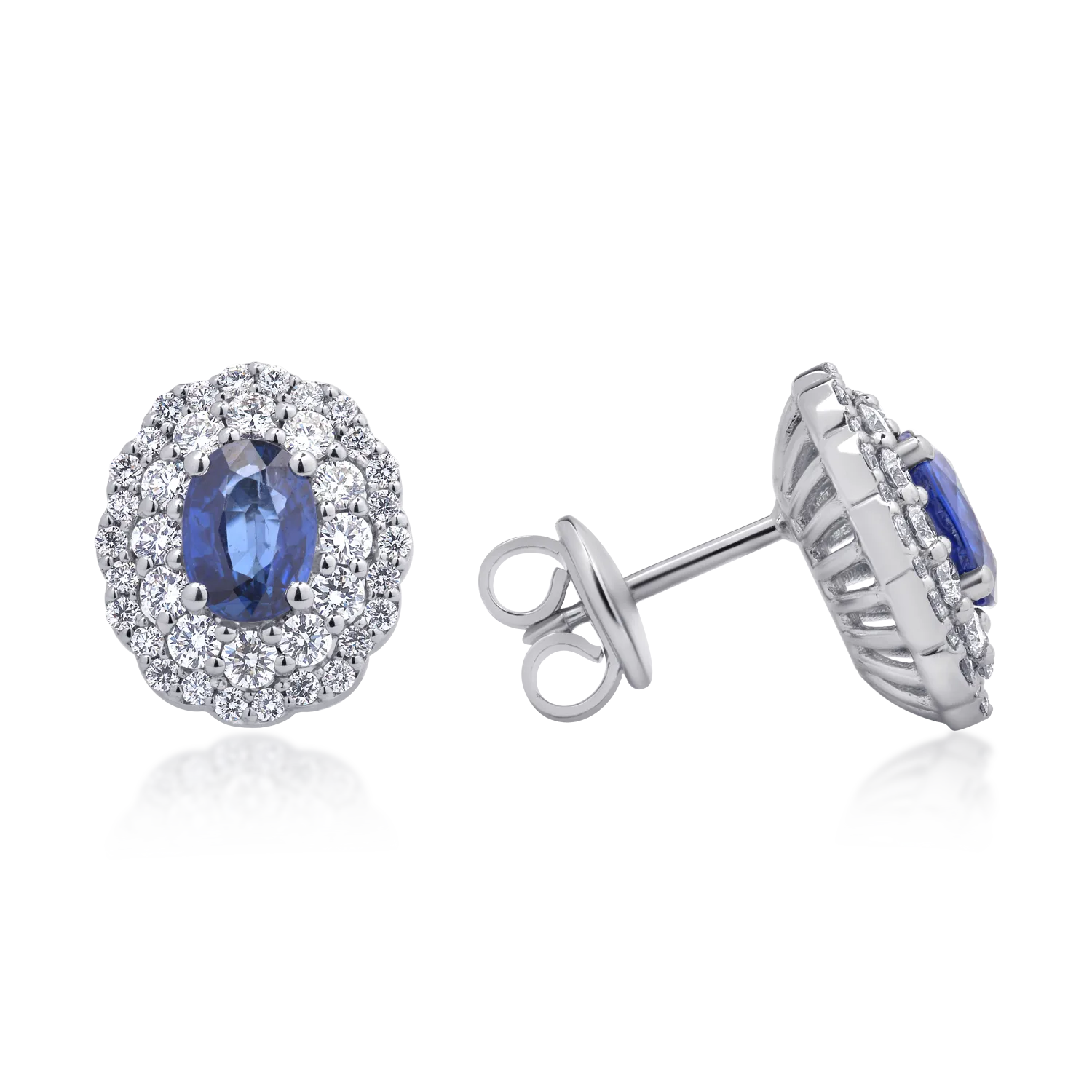18K white gold earrings with 2.02ct sapphires and 1.13ct diamonds