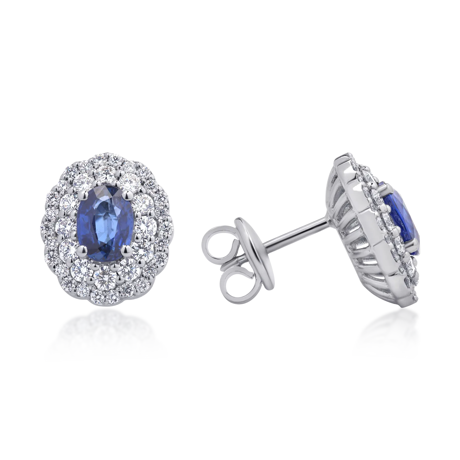 Обеци от 18K бяло злато с 2.02ct сапфири и 1.13ct диаманти