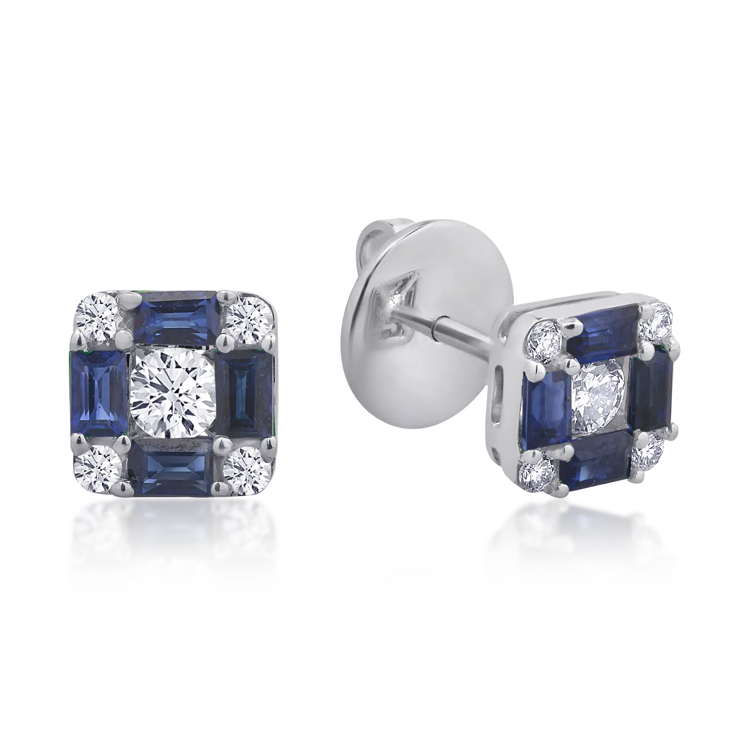 18K white gold earrings with 0.8ct sapphires and 0.38ct diamonds