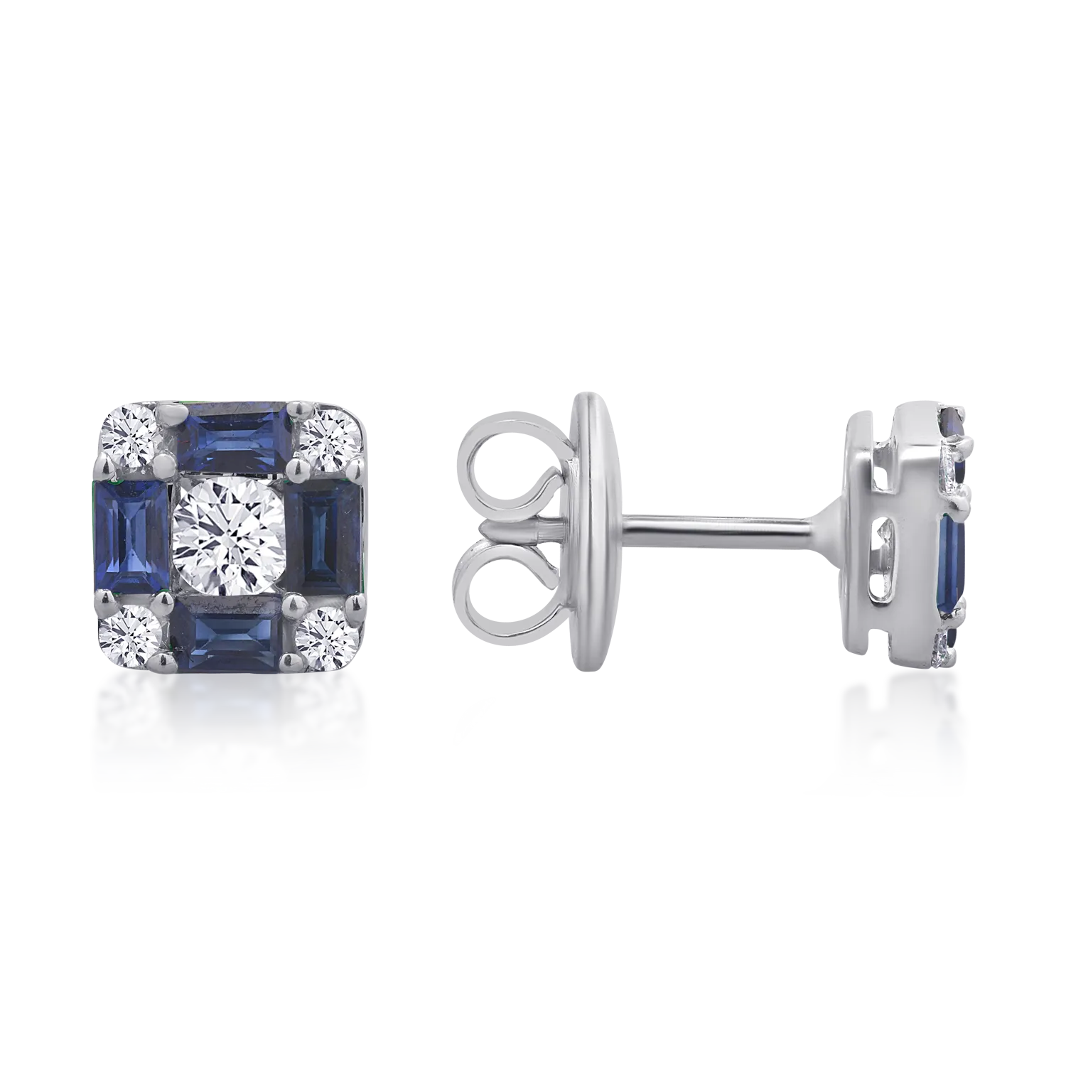 18K white gold earrings with 0.8ct sapphires and 0.38ct diamonds