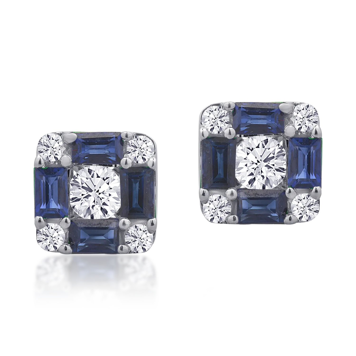 Cercei din aur alb de 18K cu safire de 0.8ct si diamante de 0.38ct-126771