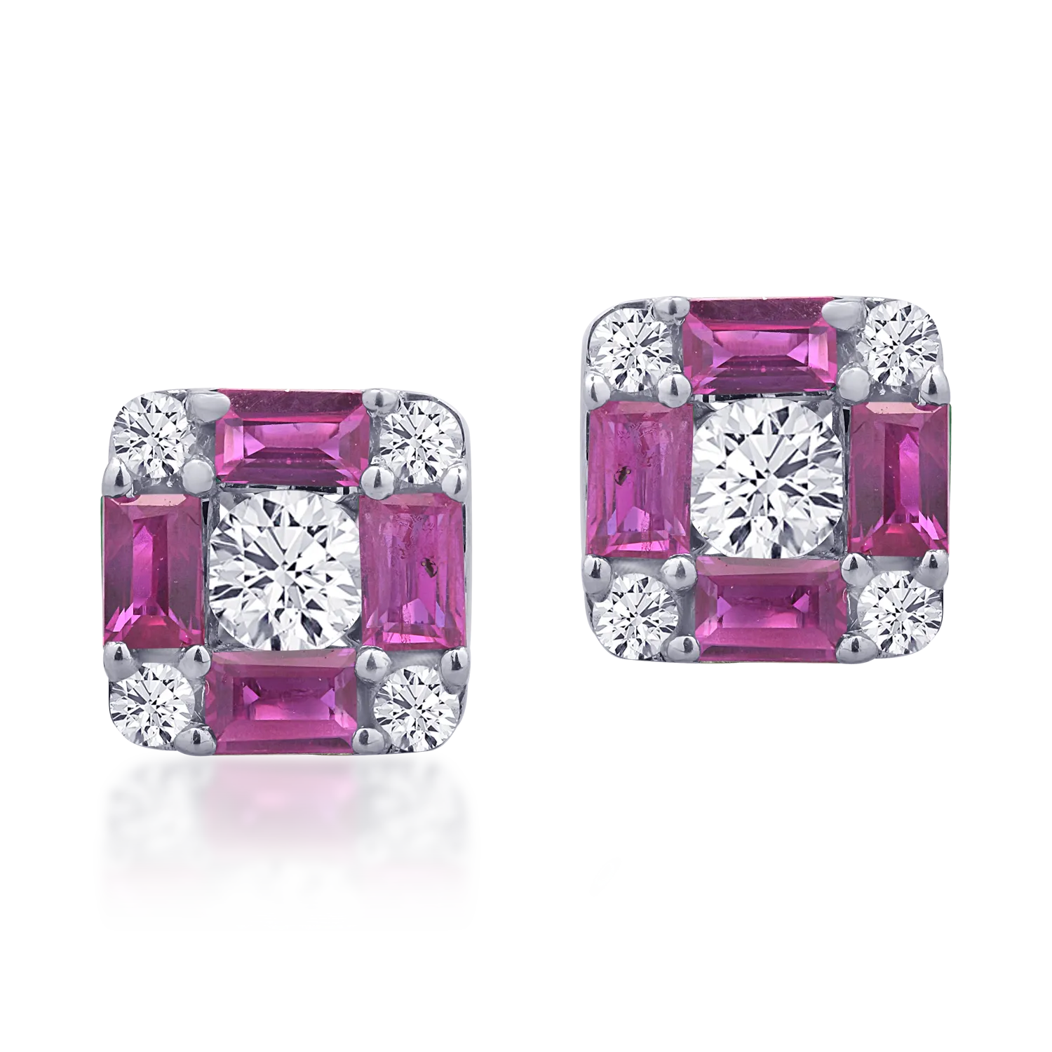 18K white gold earrings with 0.94ct rubies and 0.38ct diamonds
