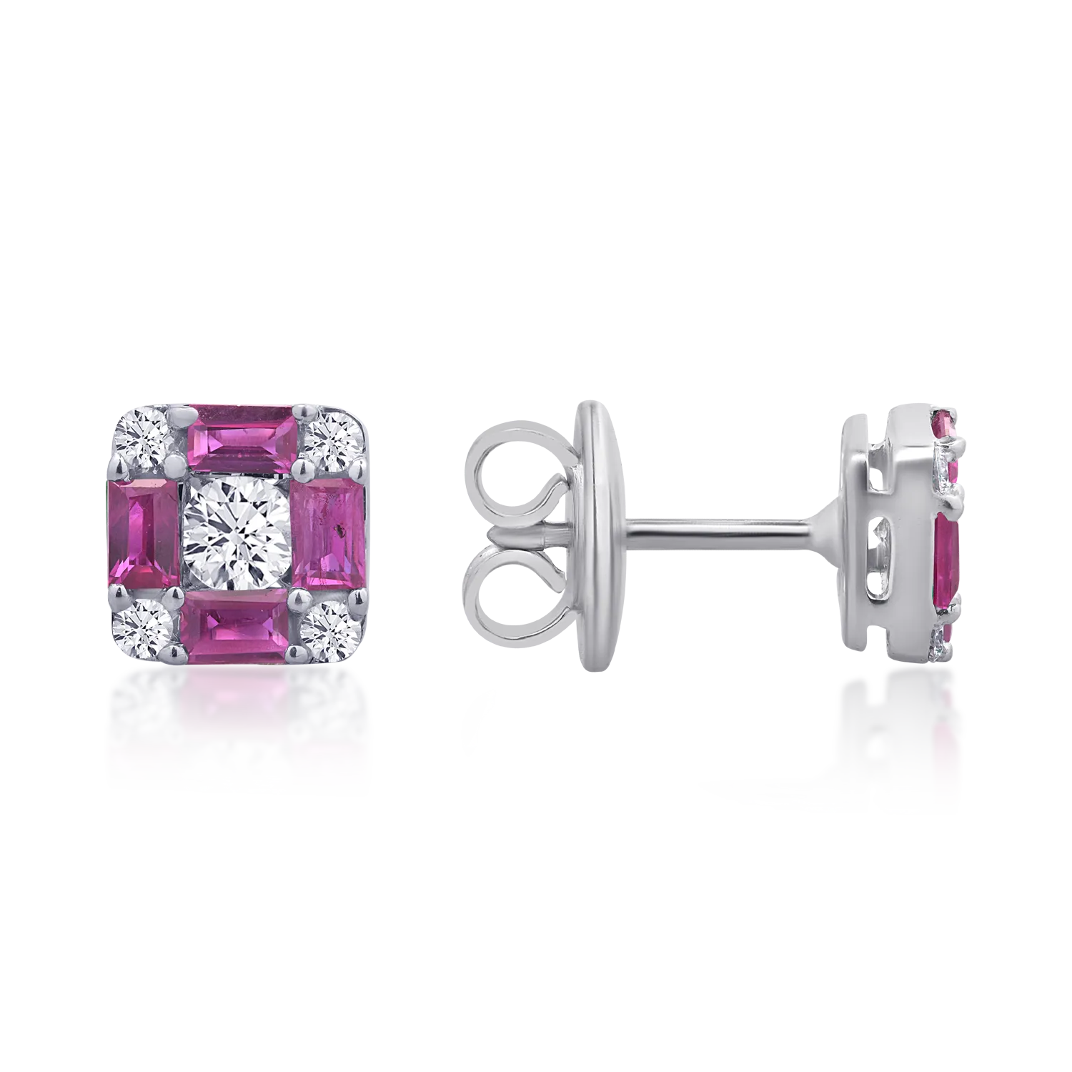 18K white gold earrings with 0.94ct rubies and 0.38ct diamonds