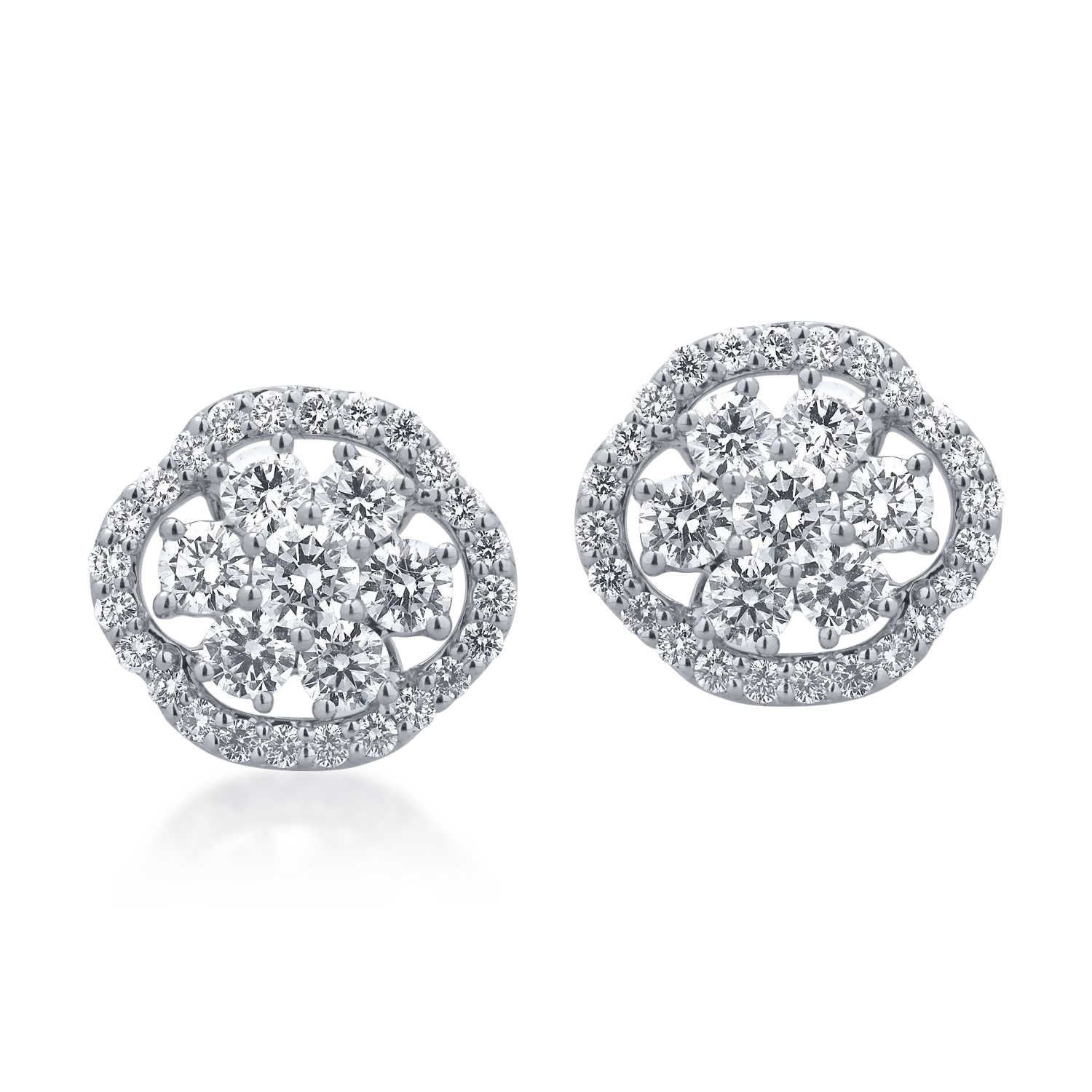 18K white gold earrings with 1.82ct diamonds