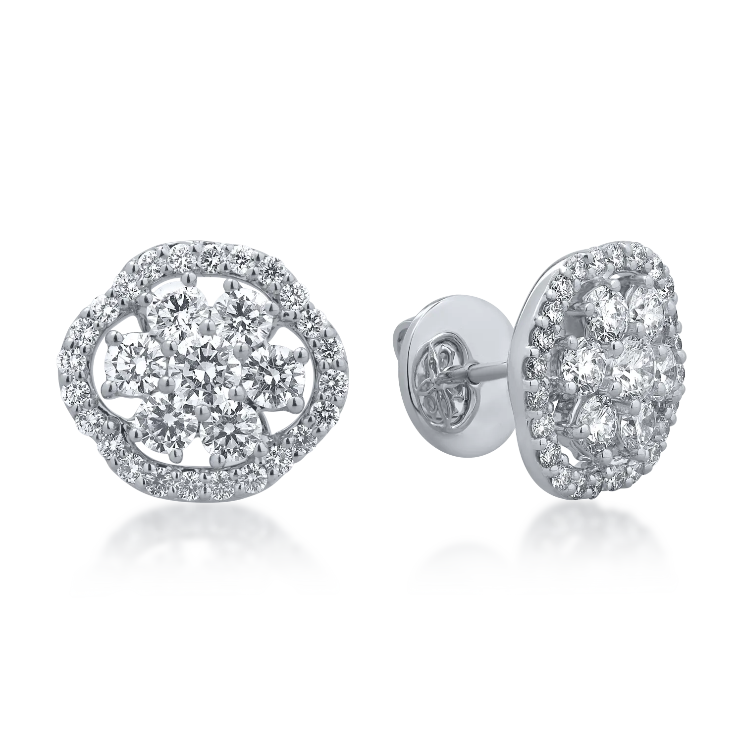 18K white gold earrings with 1.82ct diamonds