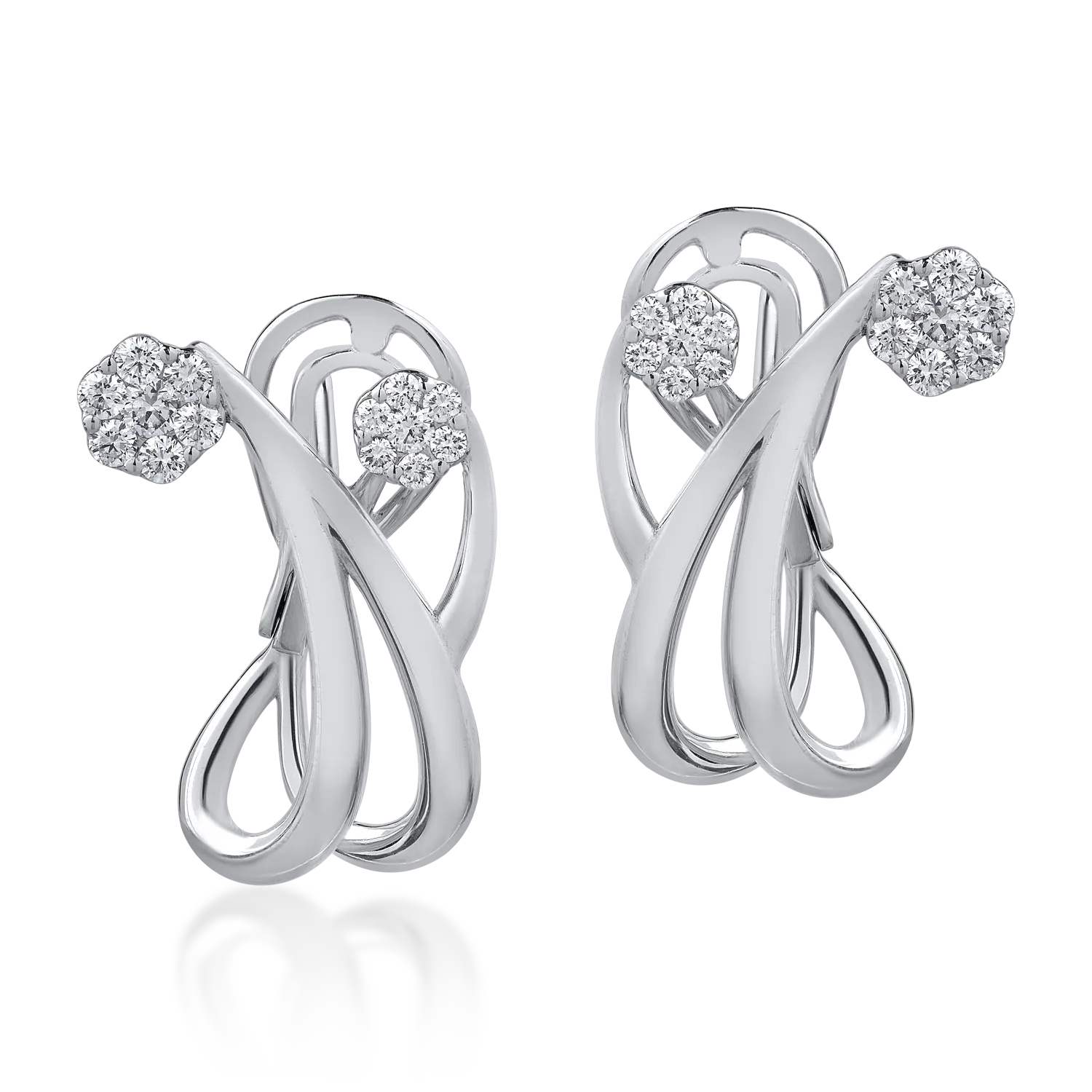 Cercei din aur alb cu diamante de 0.6ct