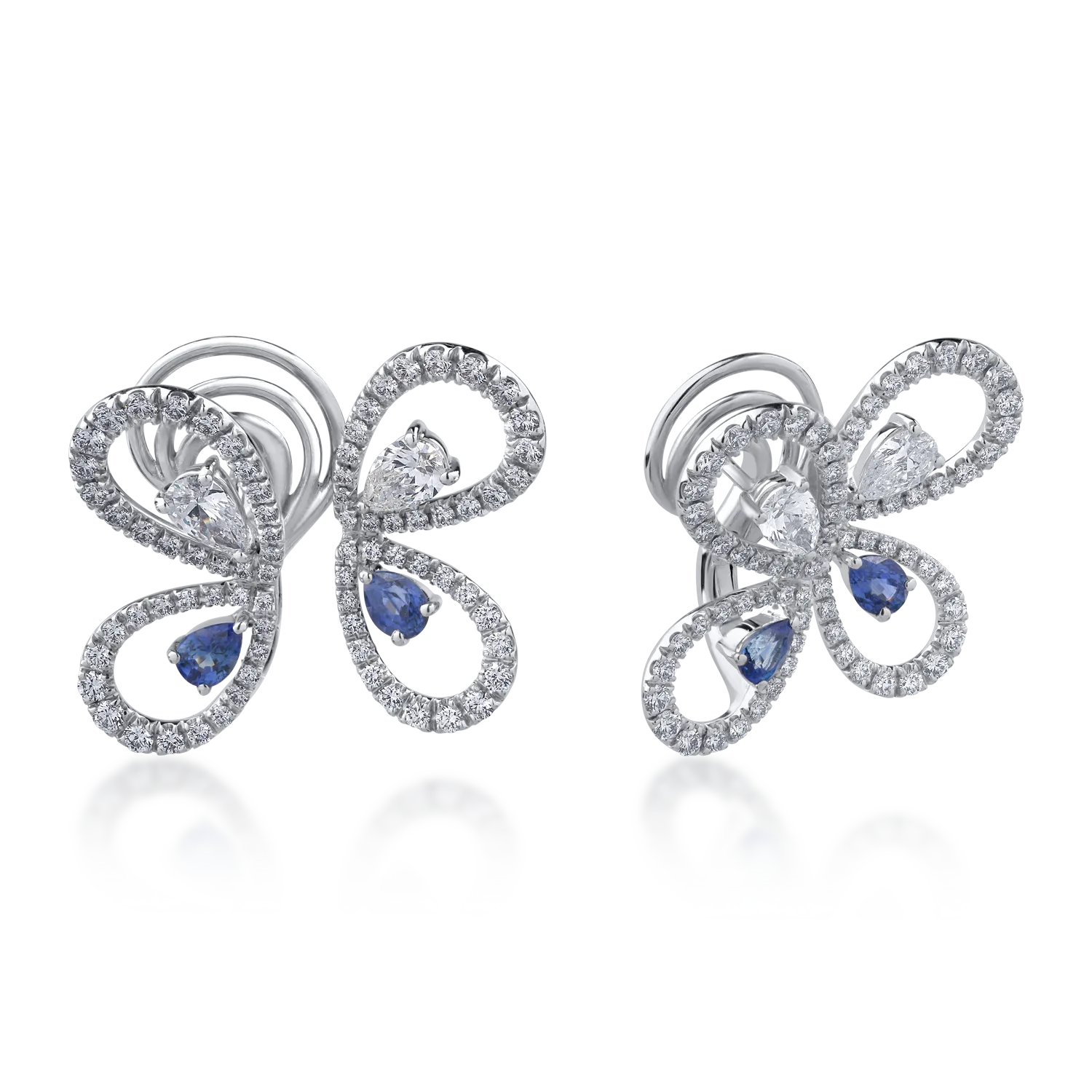 18K white gold earrings with 2.83ct diamonds and 1.22ct sapphires