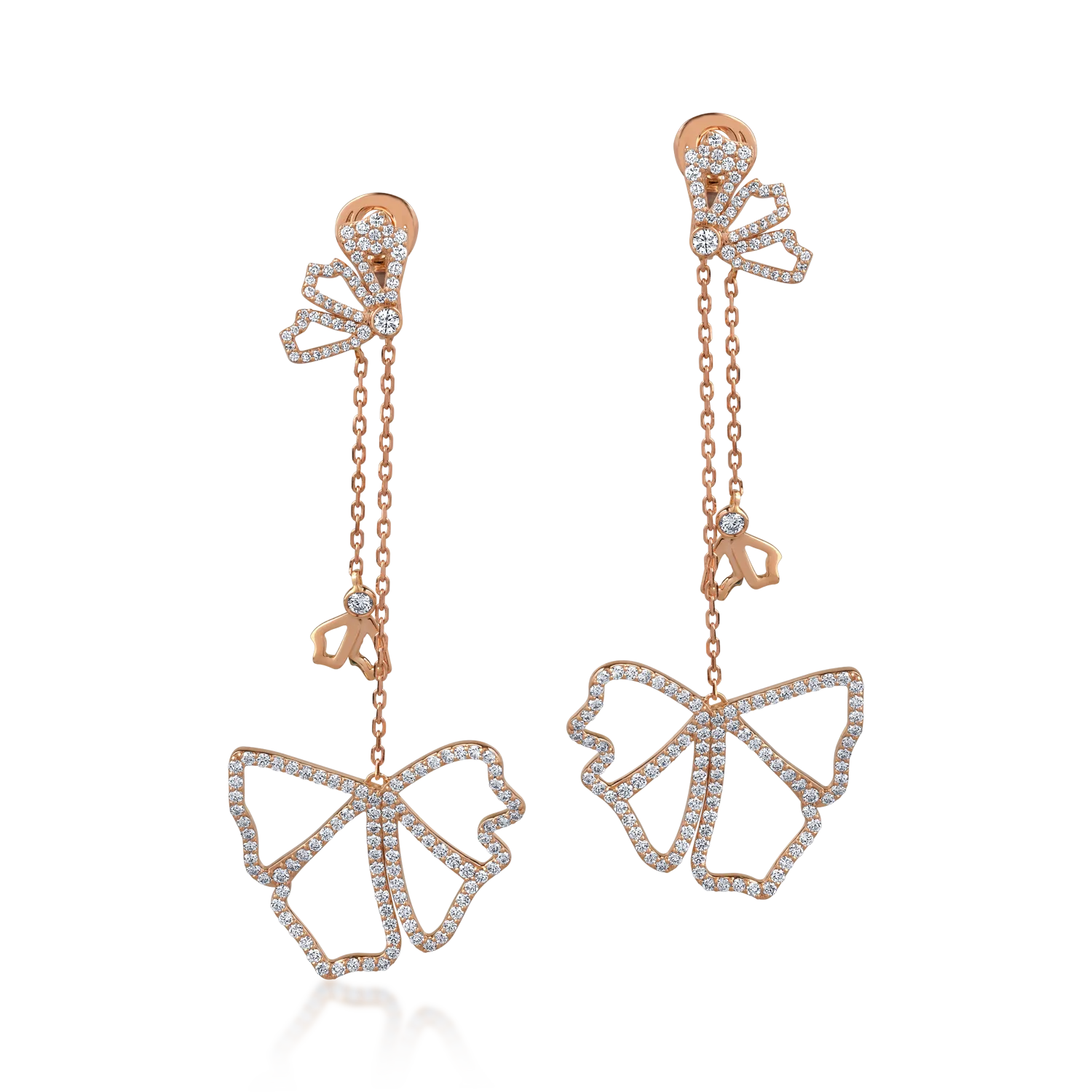 18K rose gold earrings with 2.8ct diamonds