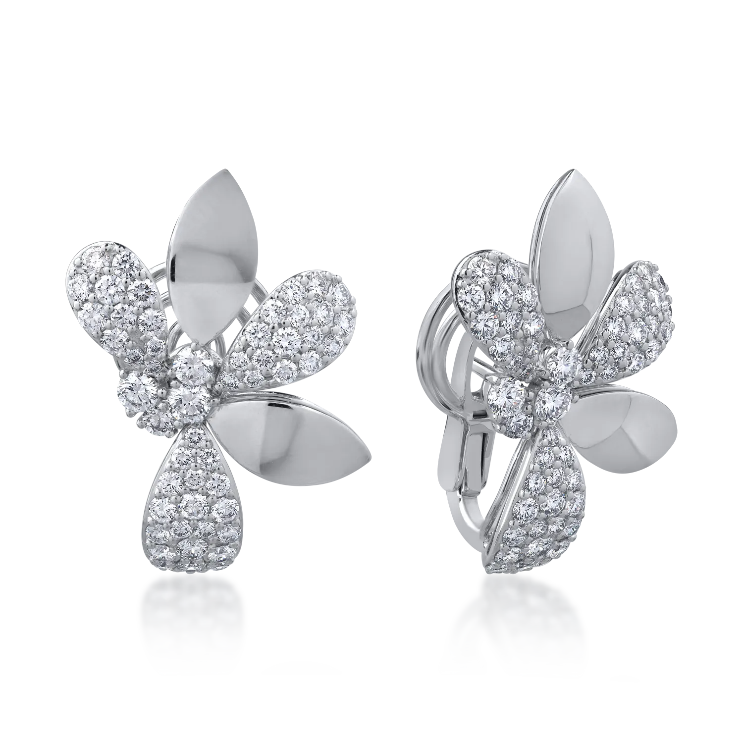 Cercei din aur alb de 18K cu diamante de 1.96ct