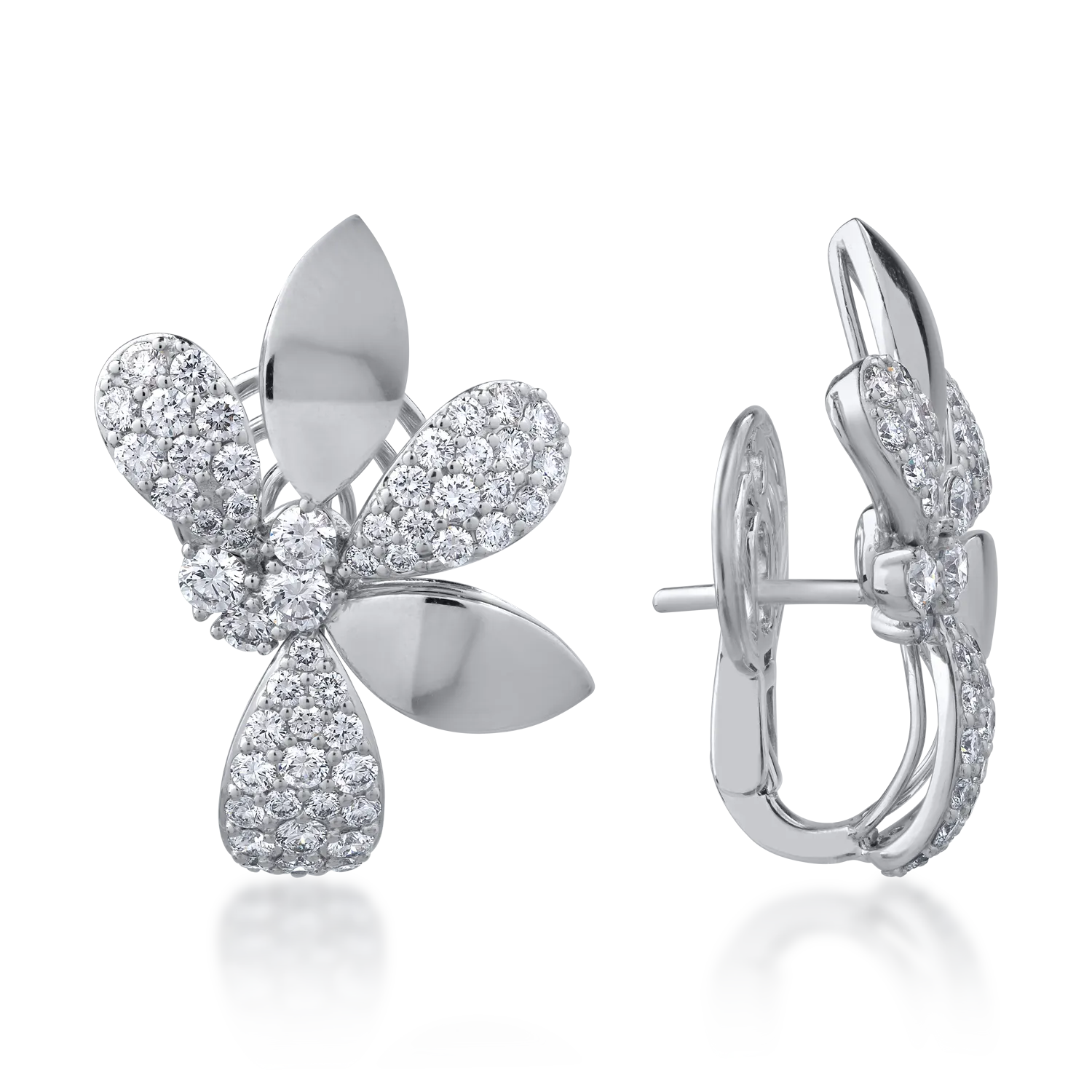 Обеци от бяло злато 18K с диаманти 1.96ct