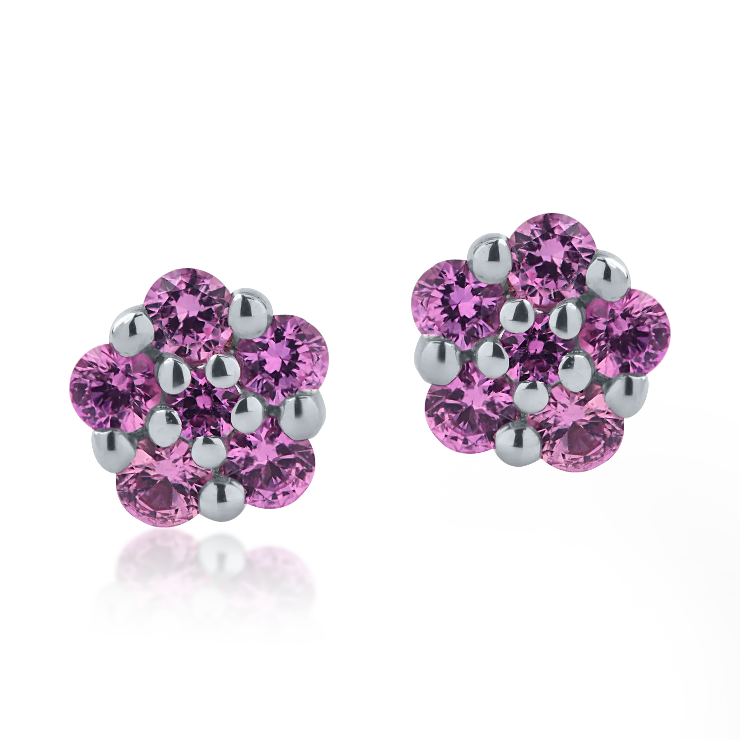 Обеци от 18K бяло злато с 0.14ct розови сапфири-126801
