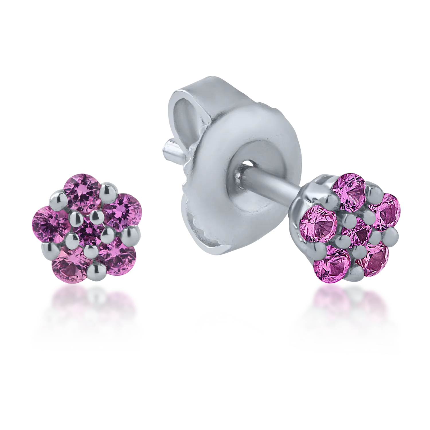 Обеци от 18K бяло злато с 0.14ct розови сапфири