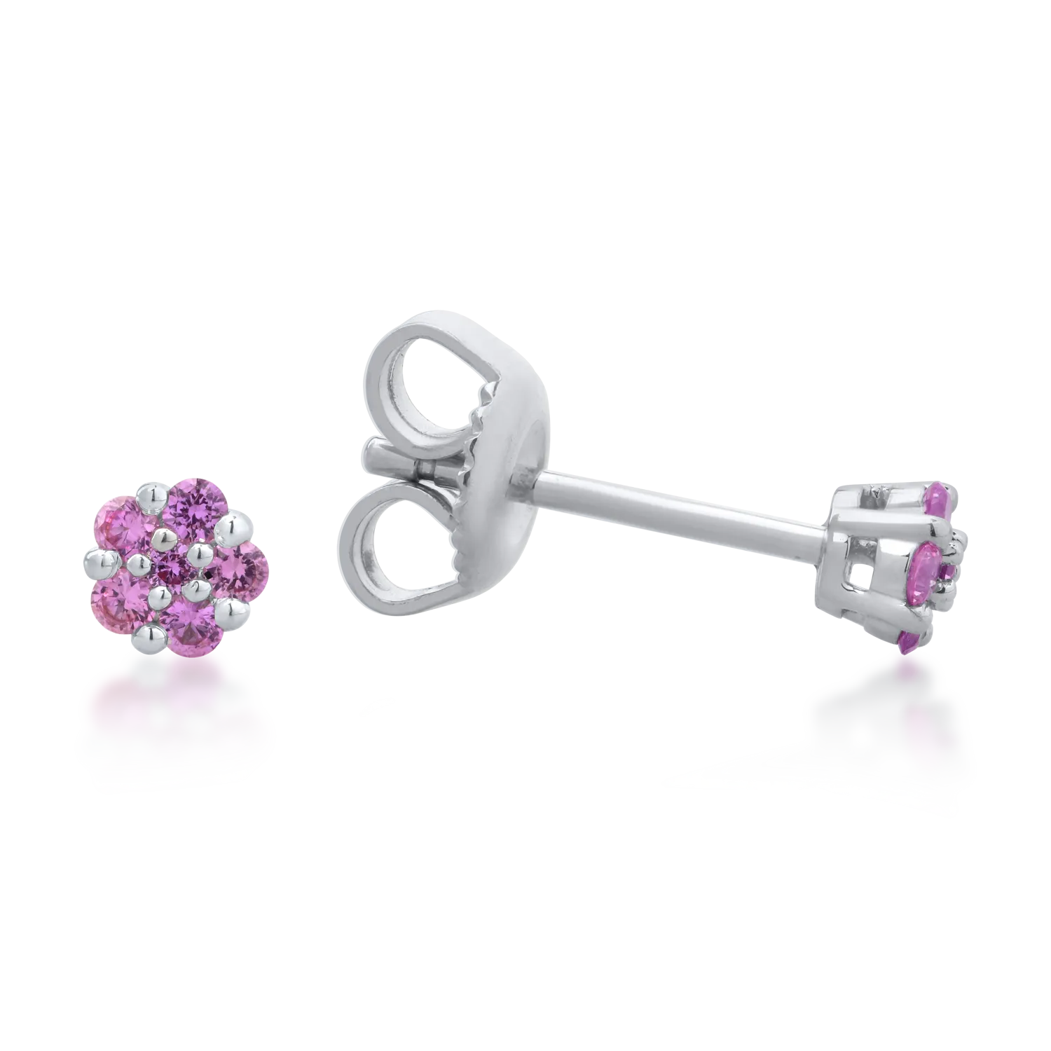 Обеци от 18K бяло злато с 0.14ct розови сапфири