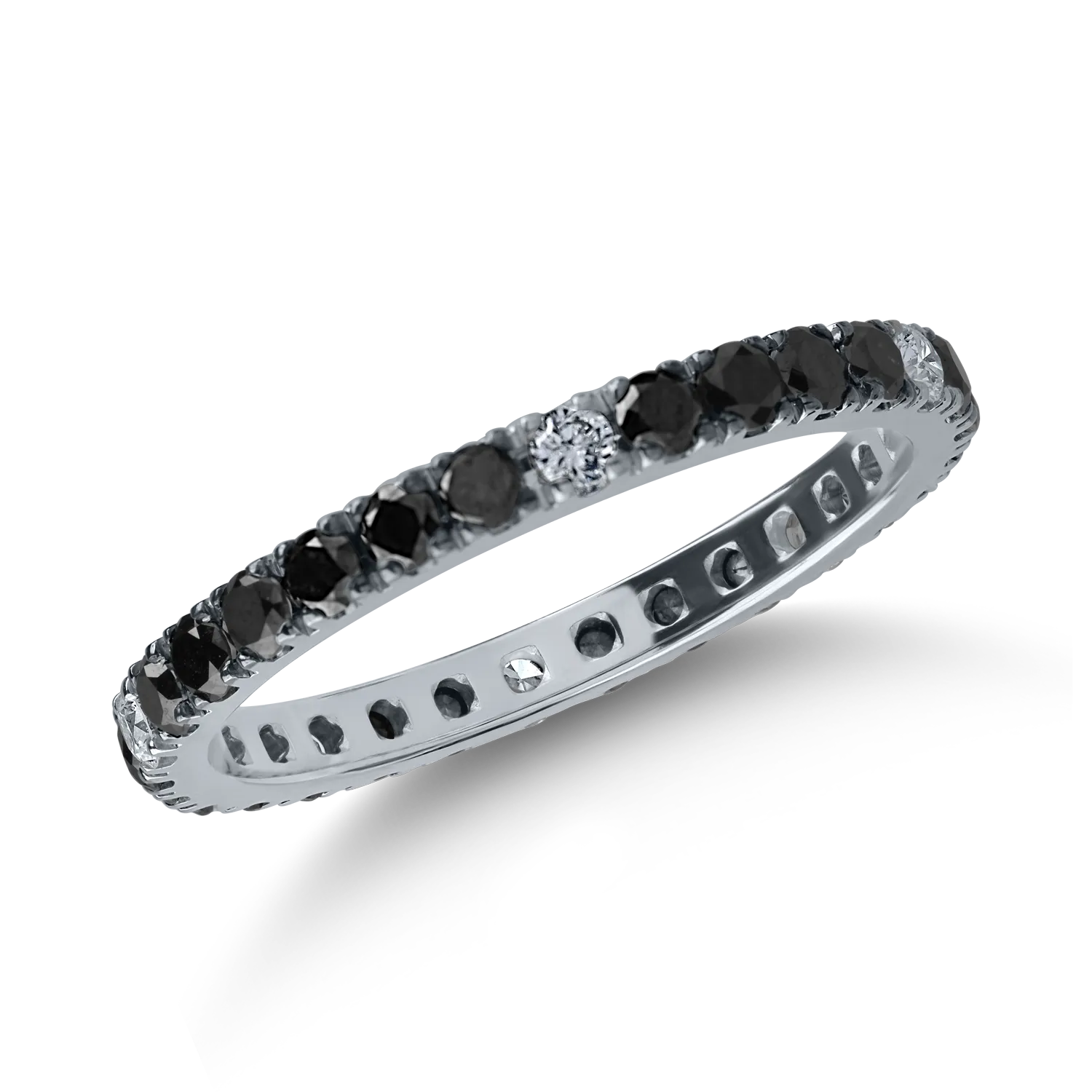White gold eternity ring with 0.8ct black diamonds and 0.13ct clear diamonds