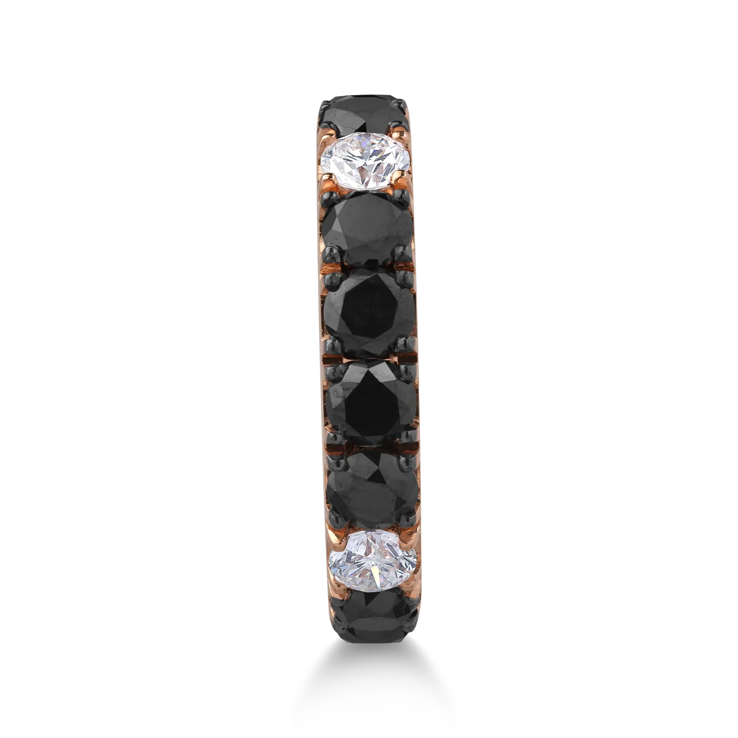 Inel din aur roz de 18K cu diamante negre de 3.58ct si diamante transparente de 0.58ct