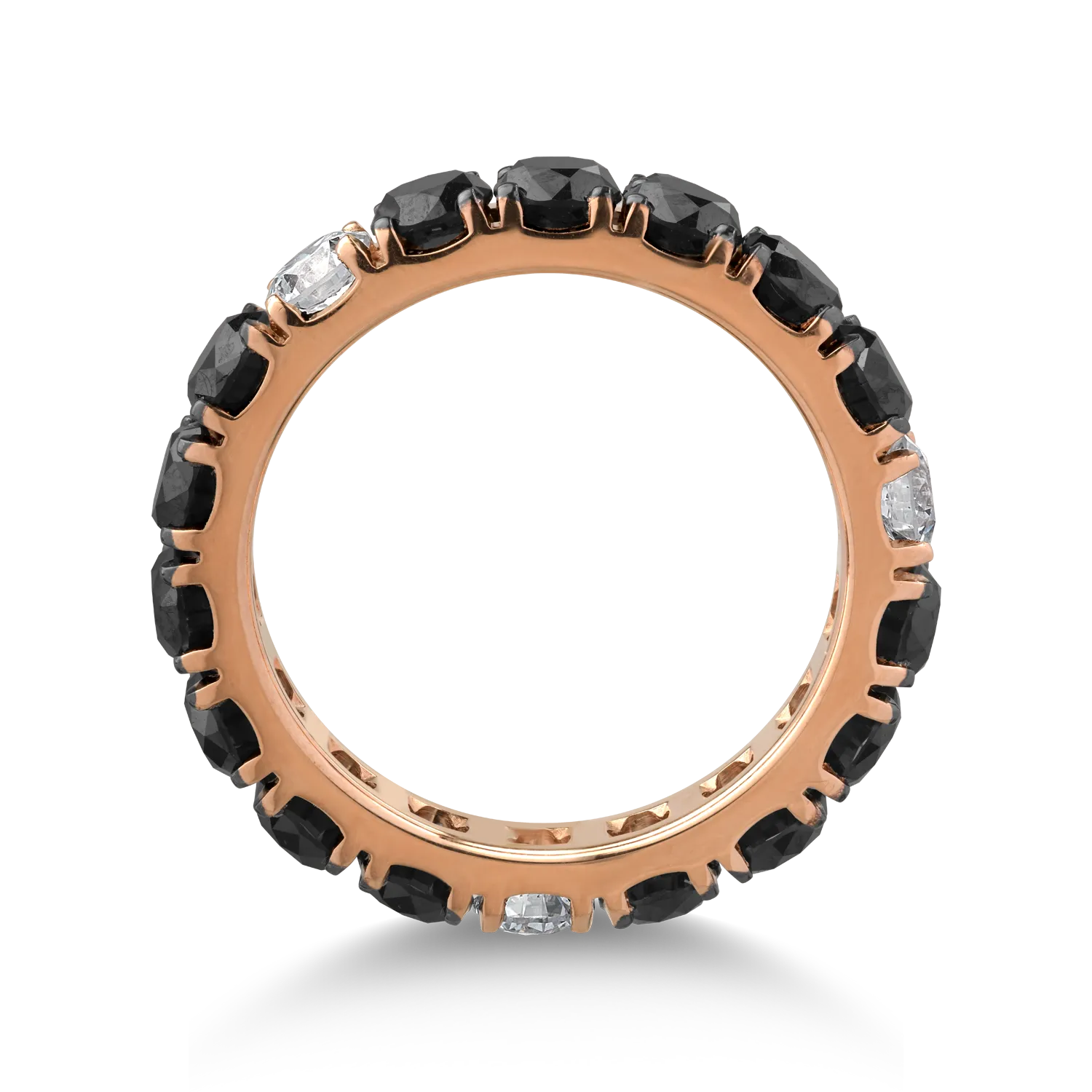 Inel din aur roz cu diamante negre de 3.58ct si diamante transparente de 0.58ct