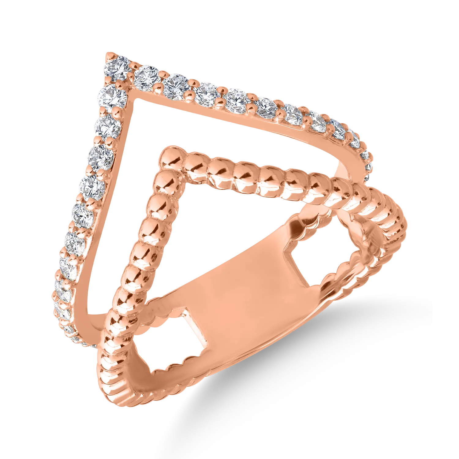 Inel din aur roz de 18K cu diamante de 0.42ct
