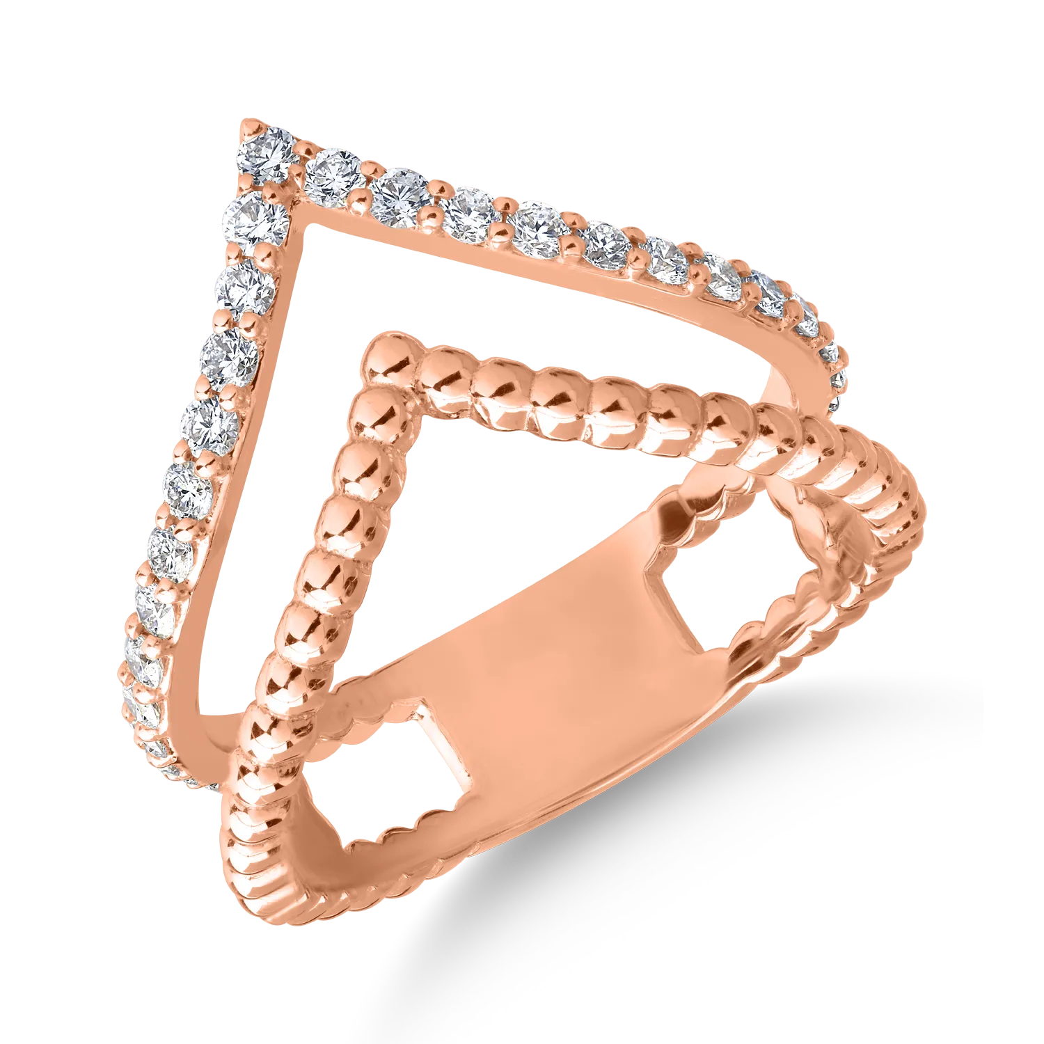 18K rose gold ring with 0.42ct diamonds