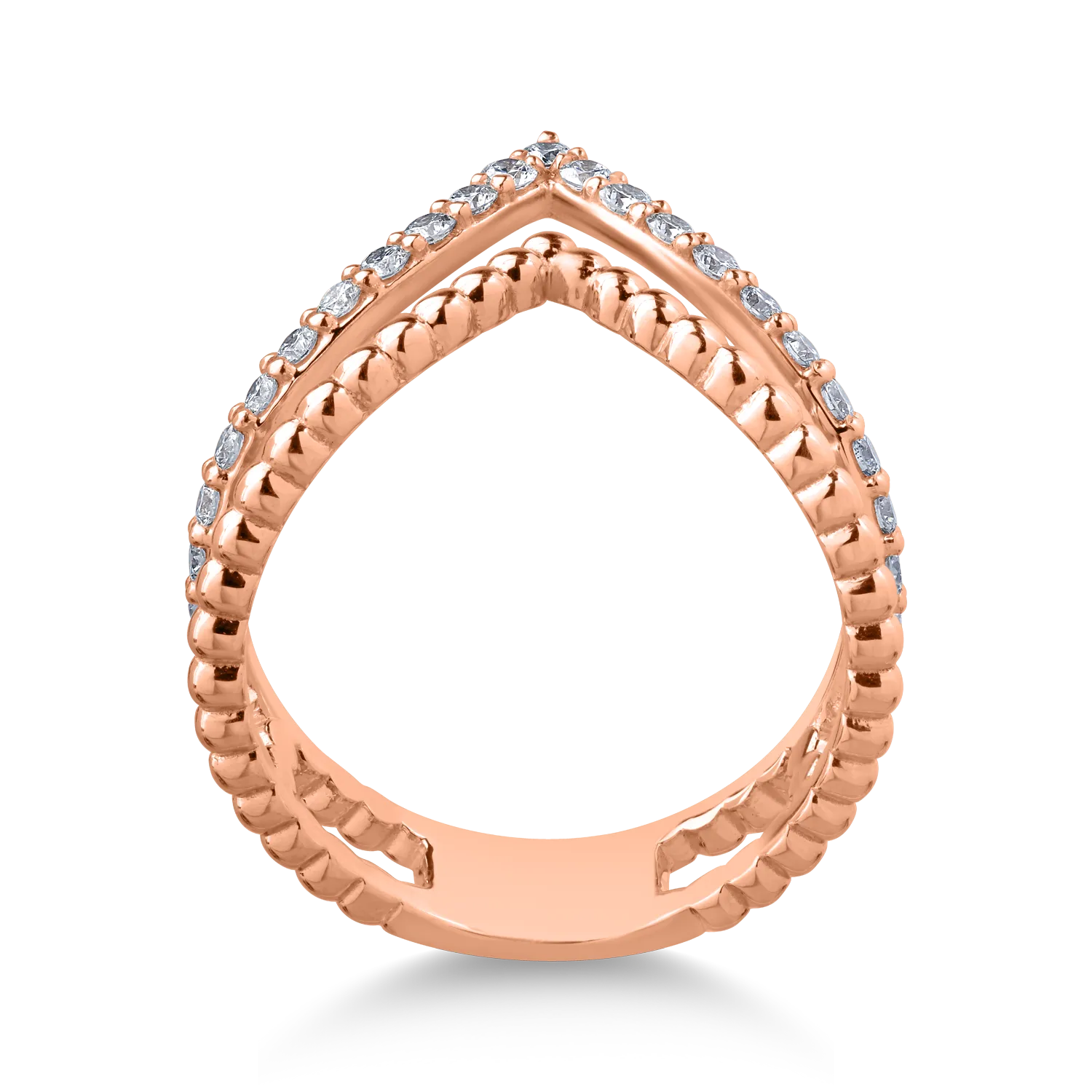 Inel din aur roz de 18K cu diamante de 0.42ct