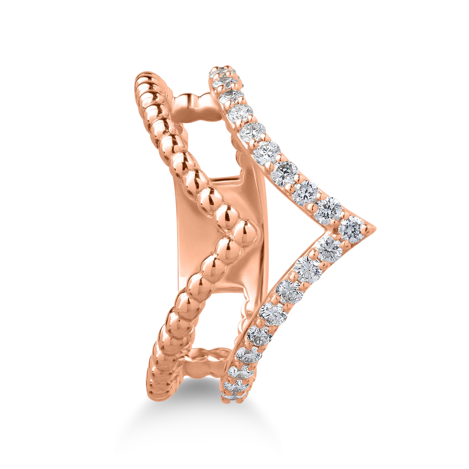 Inel din aur roz de 18K cu diamante de 0.42ct