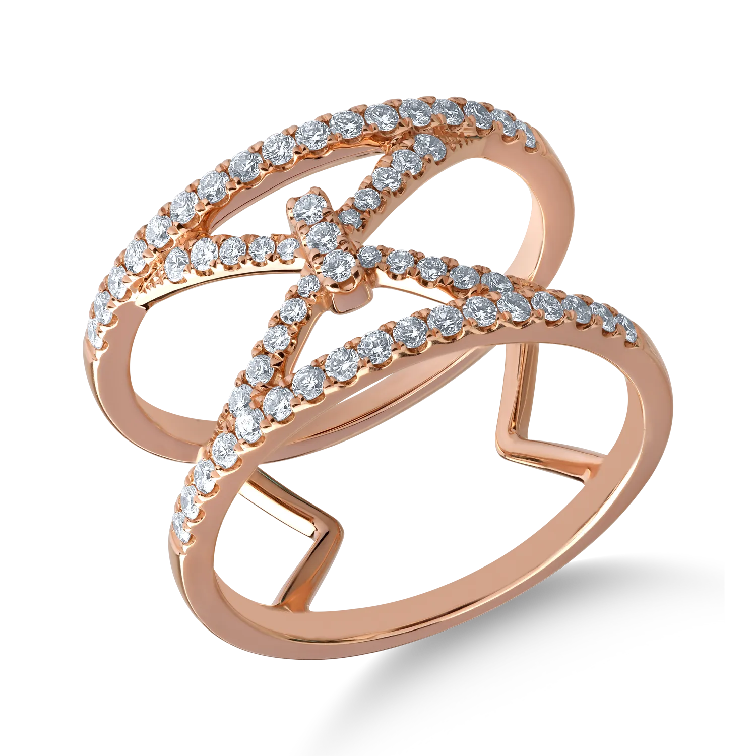 18K rose gold ring with 0.49ct diamonds