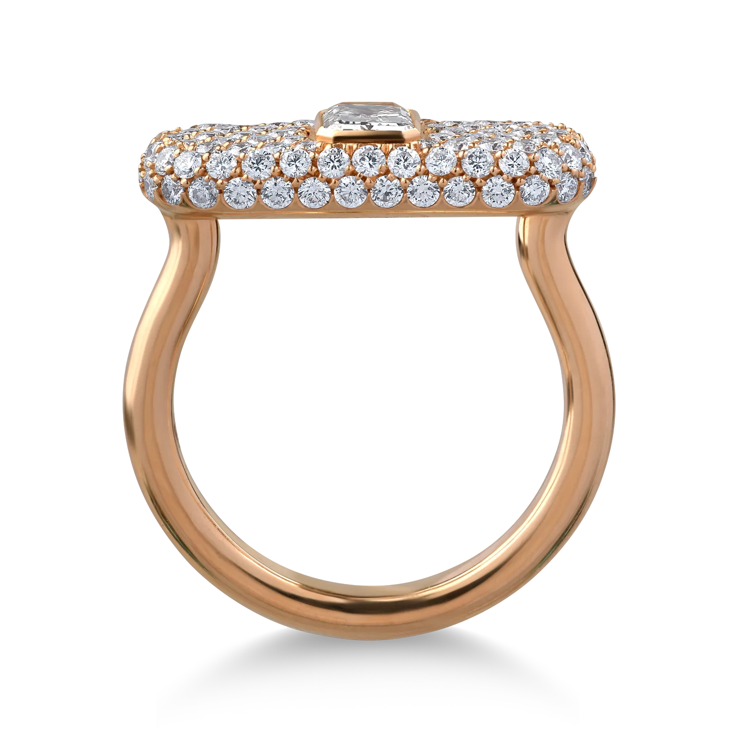 18K rose gold ring with 0.51ct diamond and 0.9ct diamonds