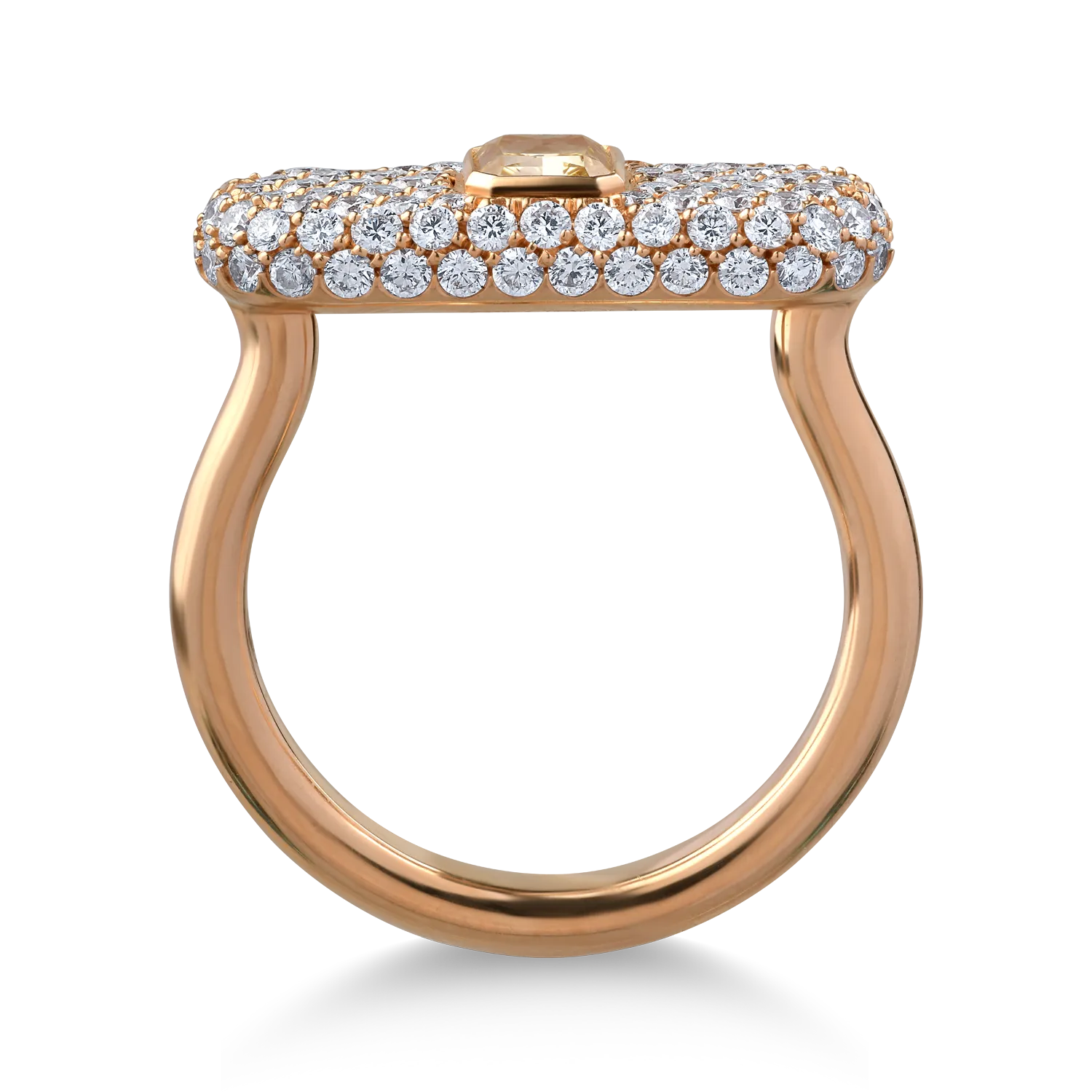 18K rose gold ring with 0.62ct fancy-yellow diamond and 0.96ct diamonds