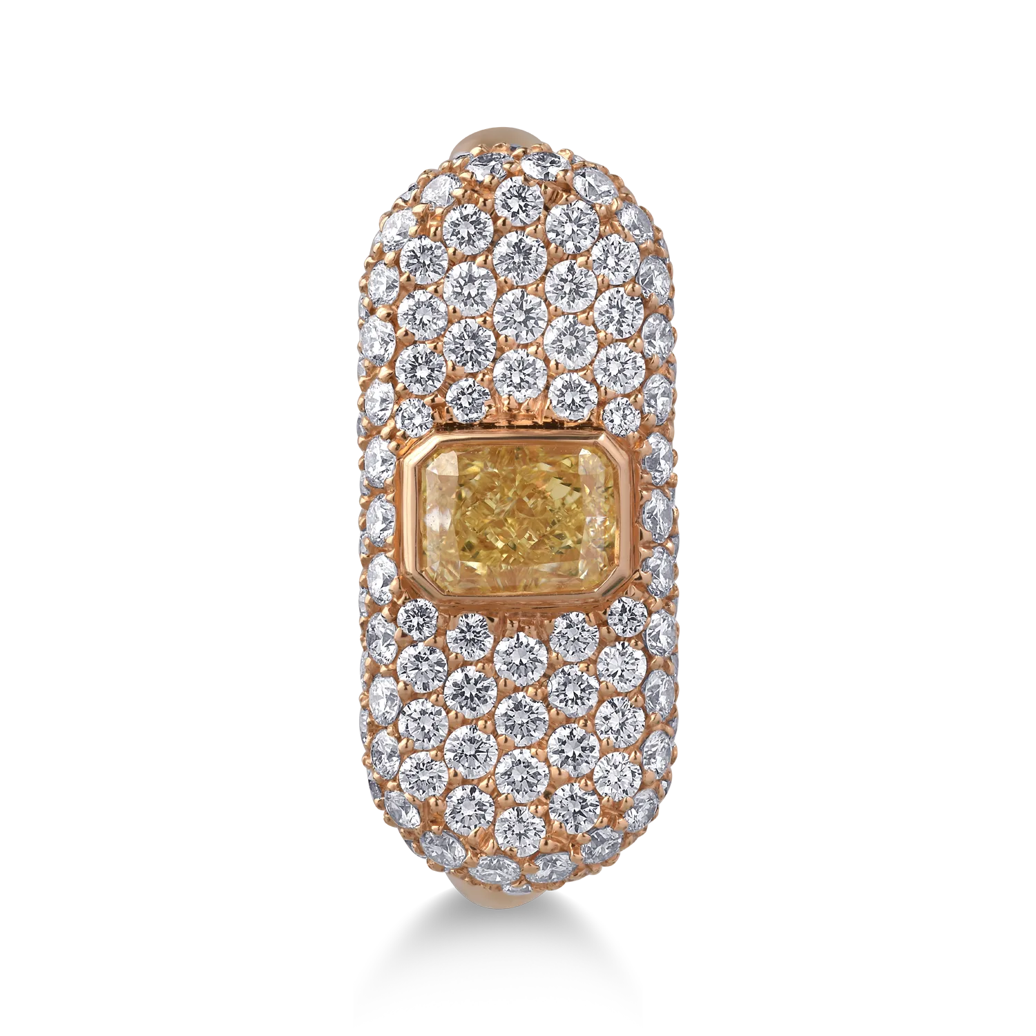 Pierścionek z 18K różowego złota z fantazyjnie żółtym diamentem o masie 0.62ct i diamentami o masie 0.96ct