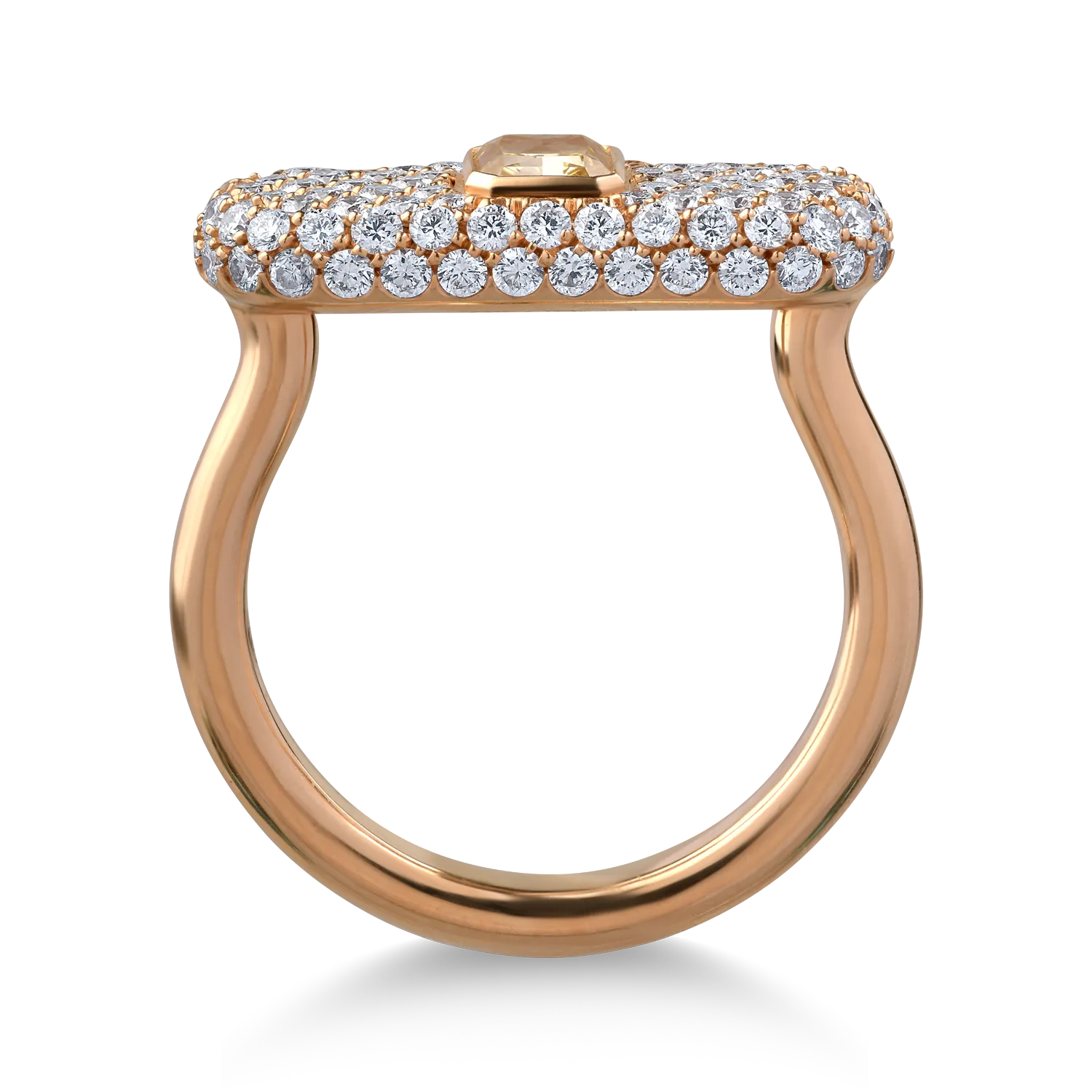 Inel din aur roz cu diamant fancy-galben de 0.62ct si diamante de 0.96ct