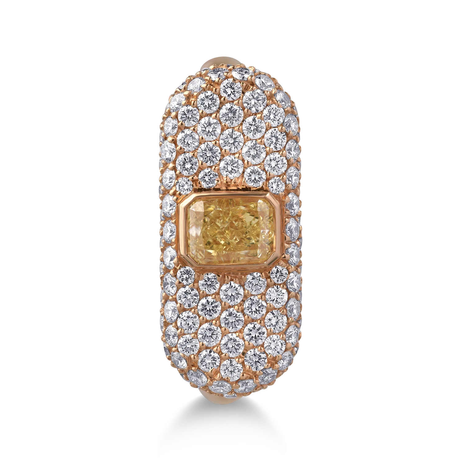 Inel din aur roz cu diamant fancy-galben de 0.62ct si diamante de 0.96ct