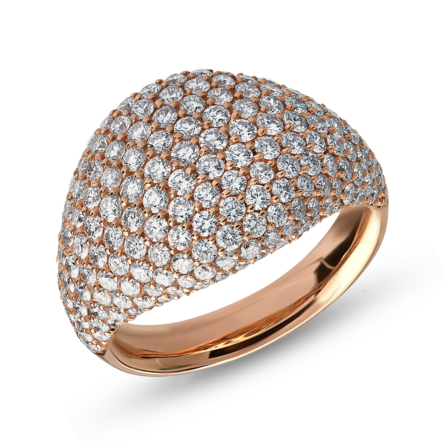 Inel din aur roz de 18K cu diamante de 1.95ct
