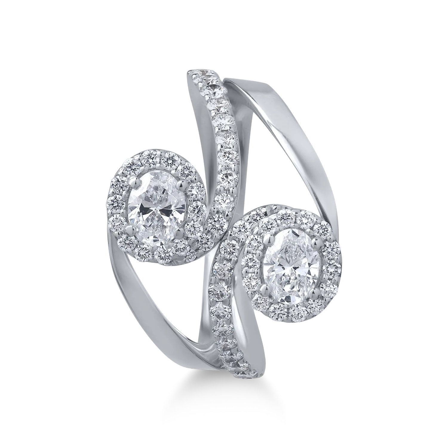 Pierścionek z 18K białego złota z 1.3ct diamentami