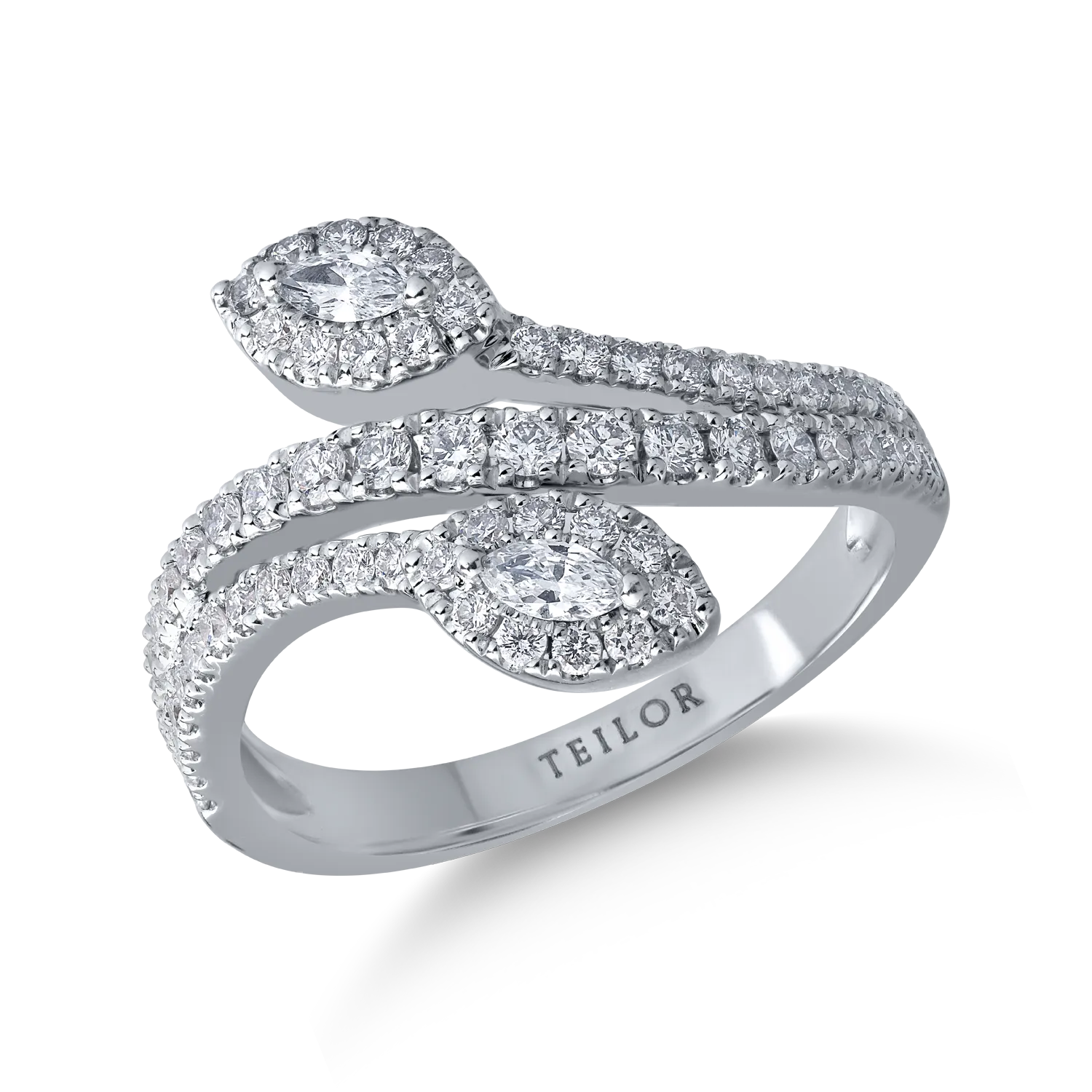 18K fehérarany gyűrű 0.78ct gyémántokkal