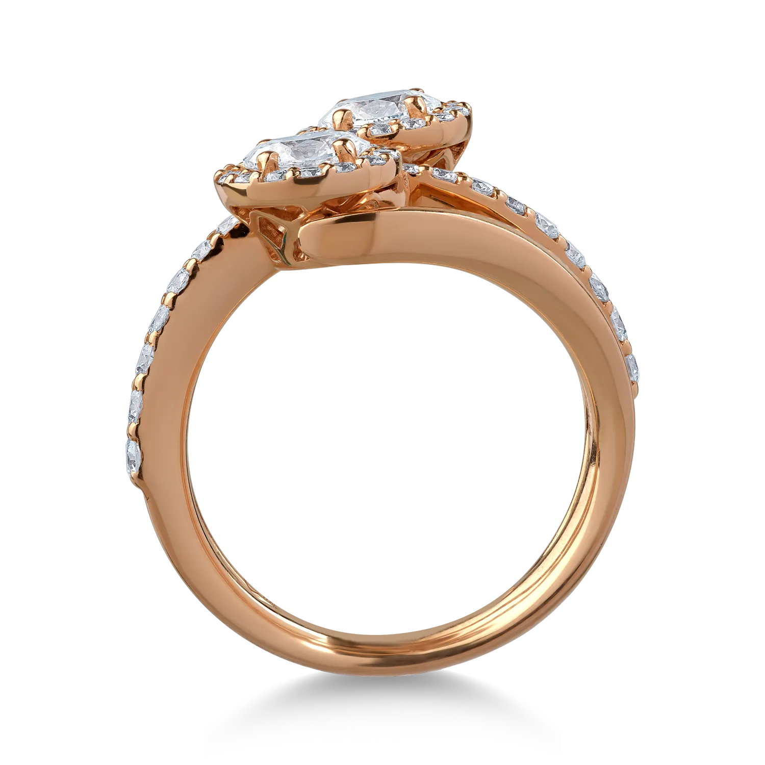 18K rose gold ring with 1.3ct diamonds