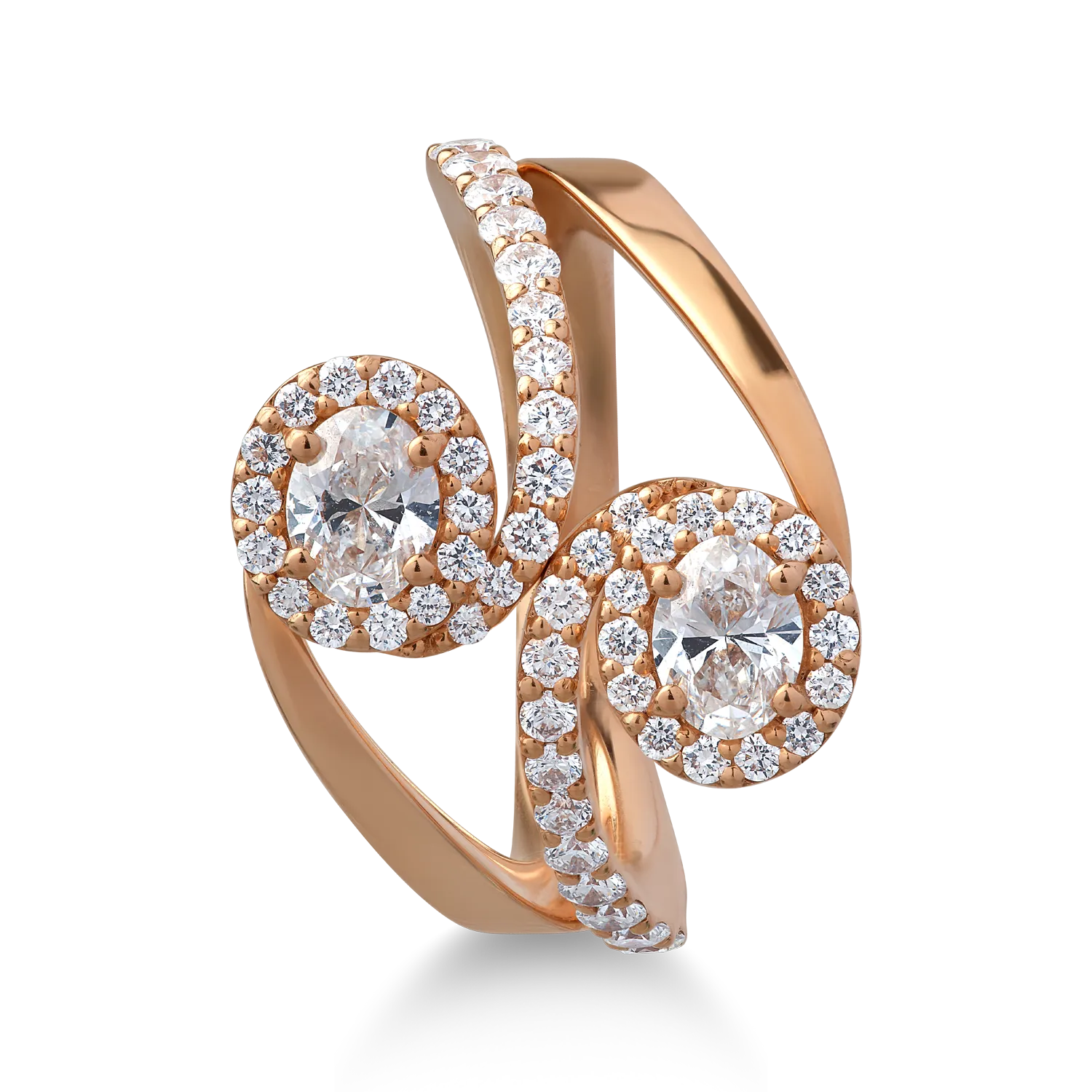 18K rose gold ring with 1.3ct diamonds