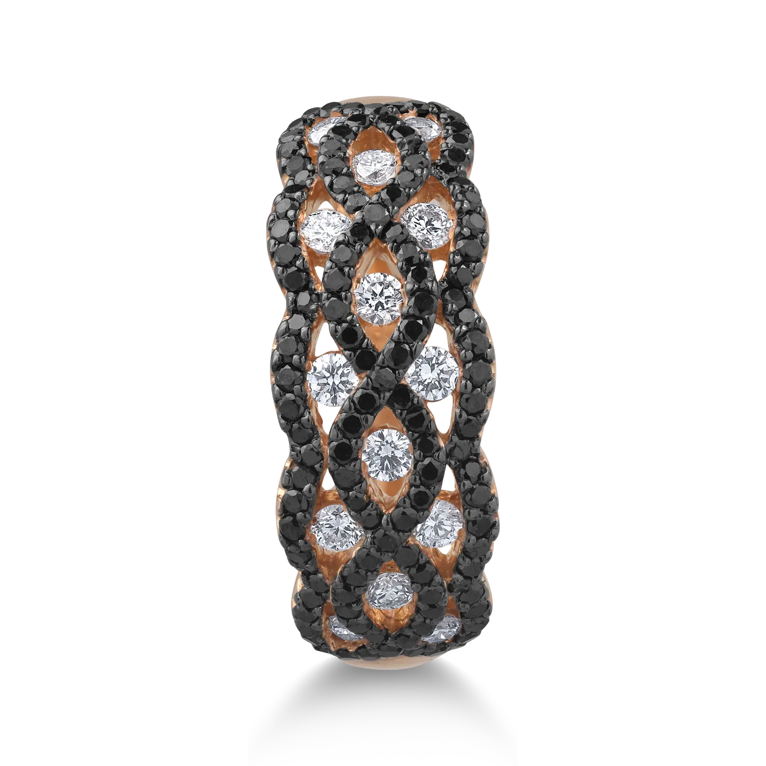 18K rose gold ring with 0.36ct clear diamonds and 0.6ct brown diamonds