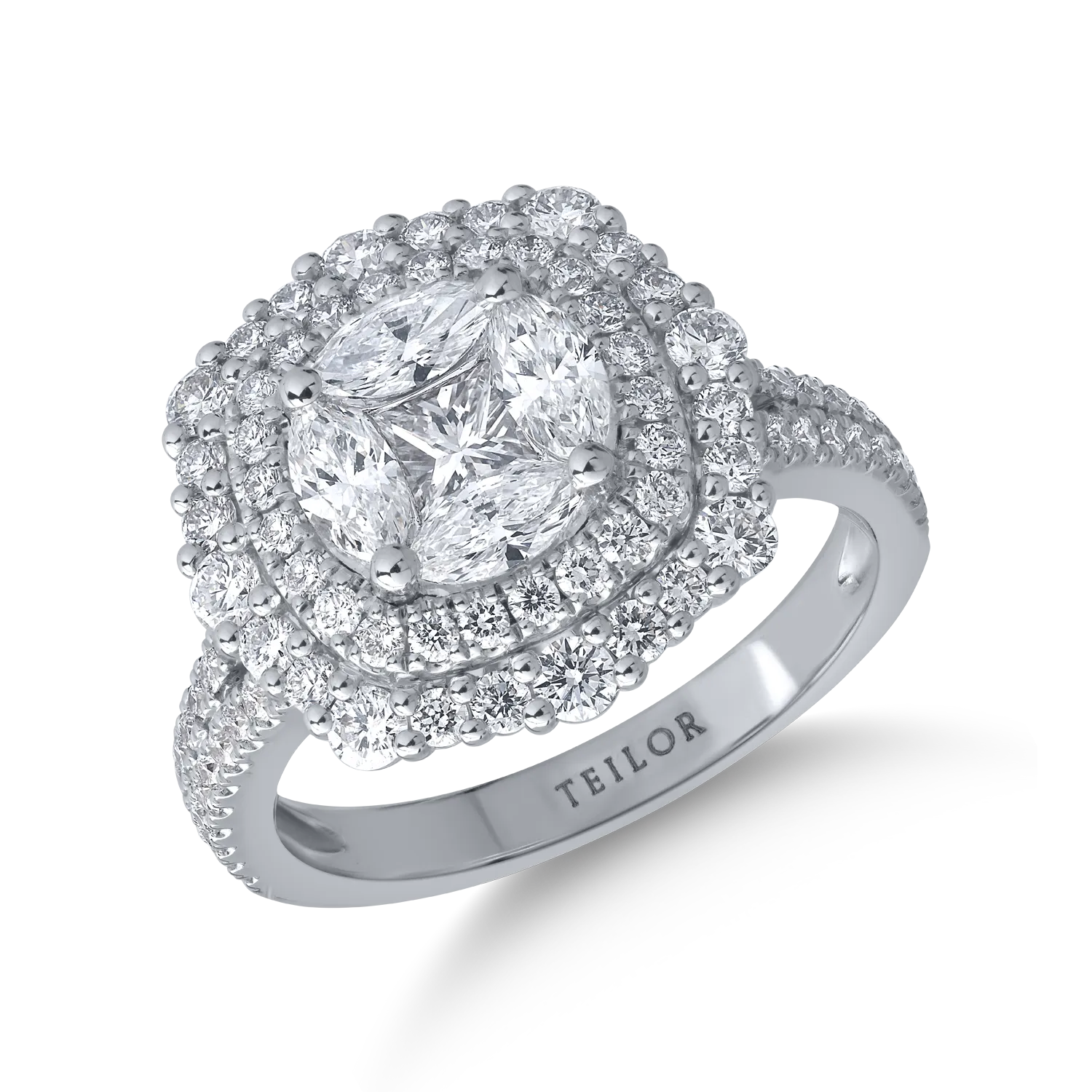 18K white gold ring with 1.77ct diamonds