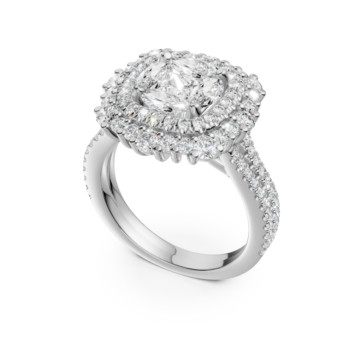 Inel din aur alb de 18K cu diamante de 1.7ct