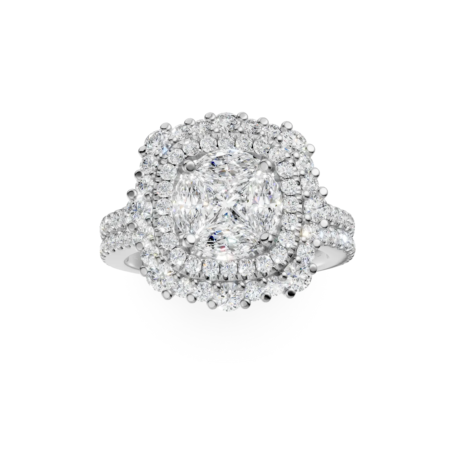 Inel din aur alb de 18K cu diamante de 1.7ct