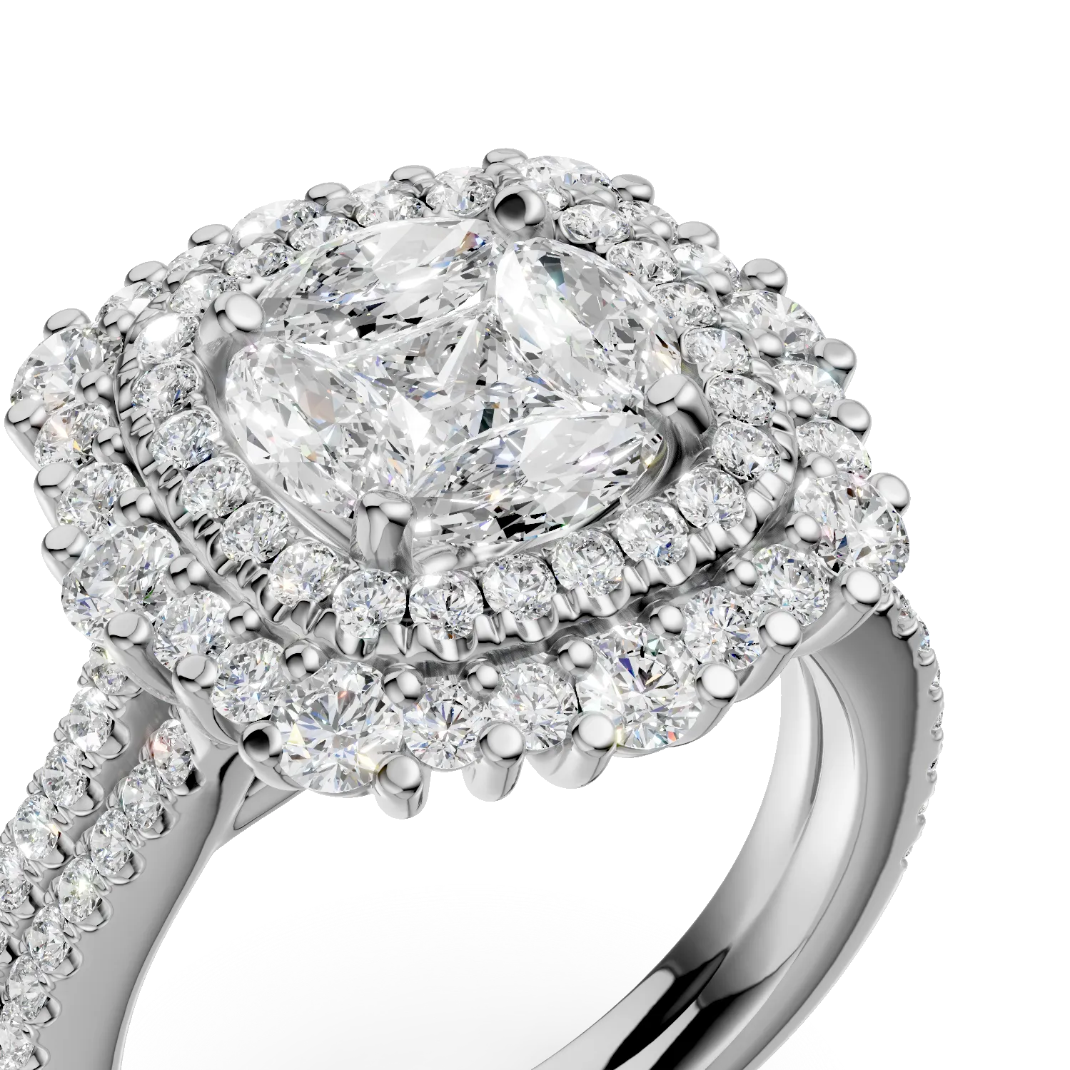 Inel din aur alb de 18K cu diamante de 1.7ct