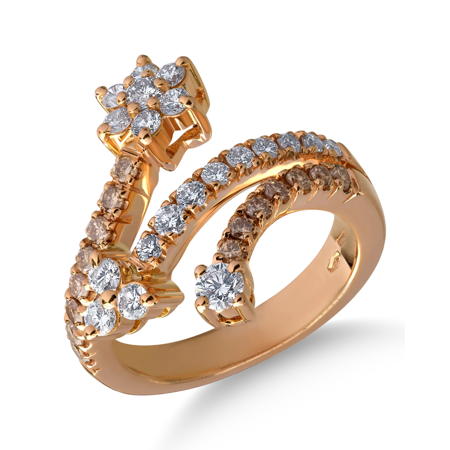 Inel din aur roz de 18K cu diamante de 1.23ct